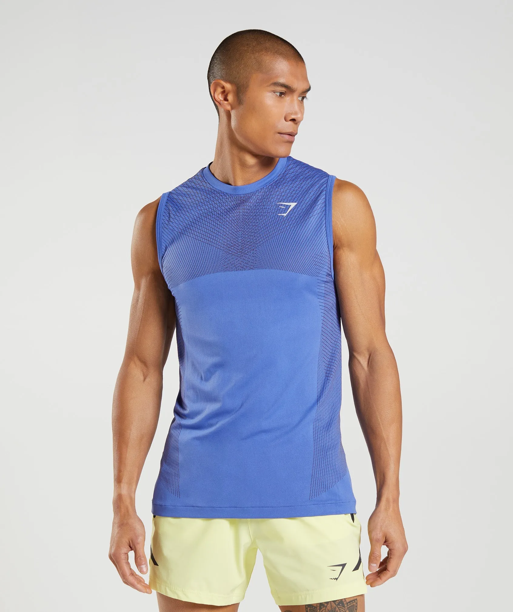 Gymshark Apex Seamless Tank - Court Blue/Onyx Grey sold by Gymshark