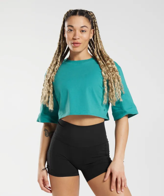 Gymshark Cotton Boxy Crop Top - Jewel Green sold by Gymshark