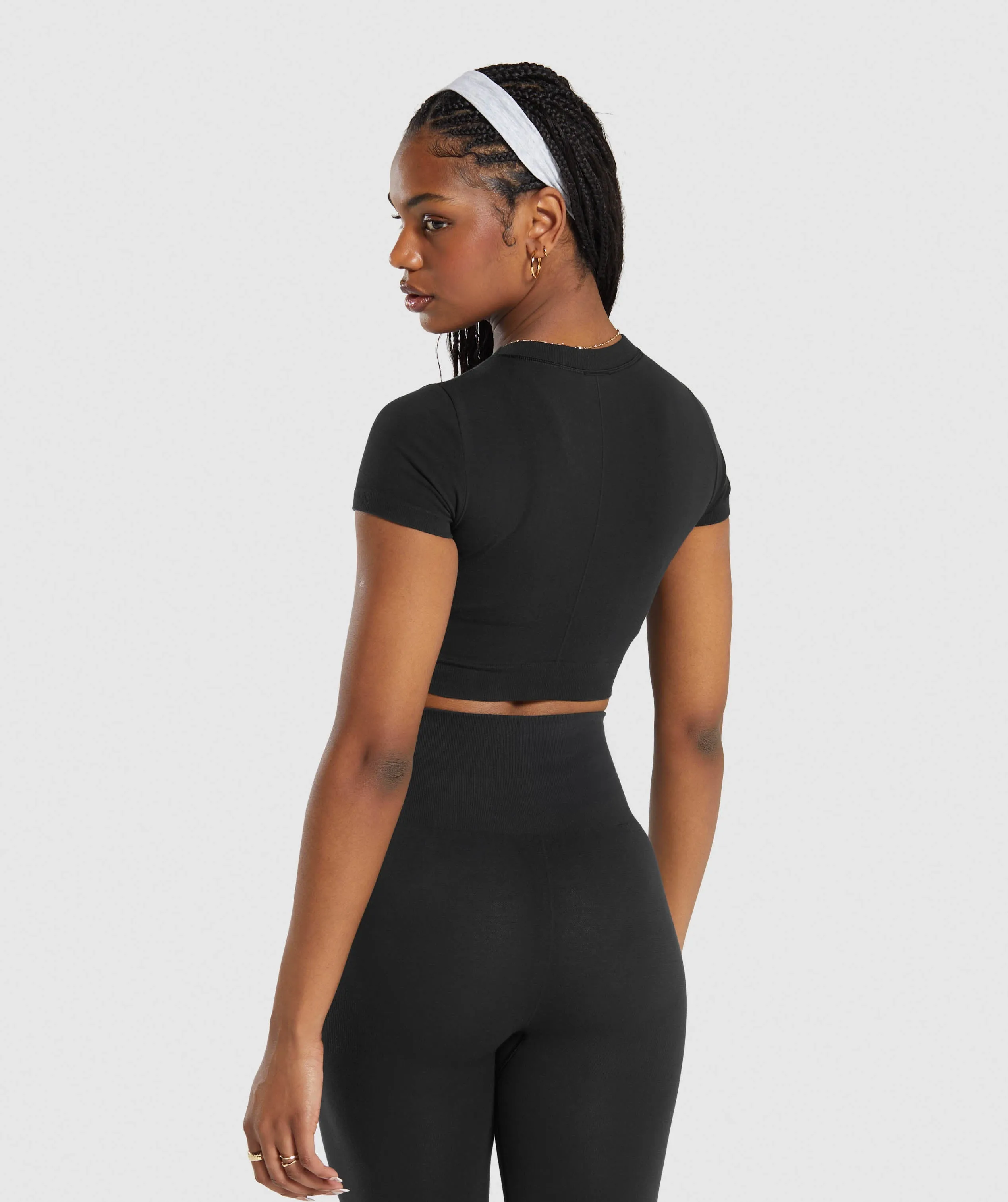 Gymshark Cotton Seamless Crop Top - Black sold by Gymshark product image thumbnail 2