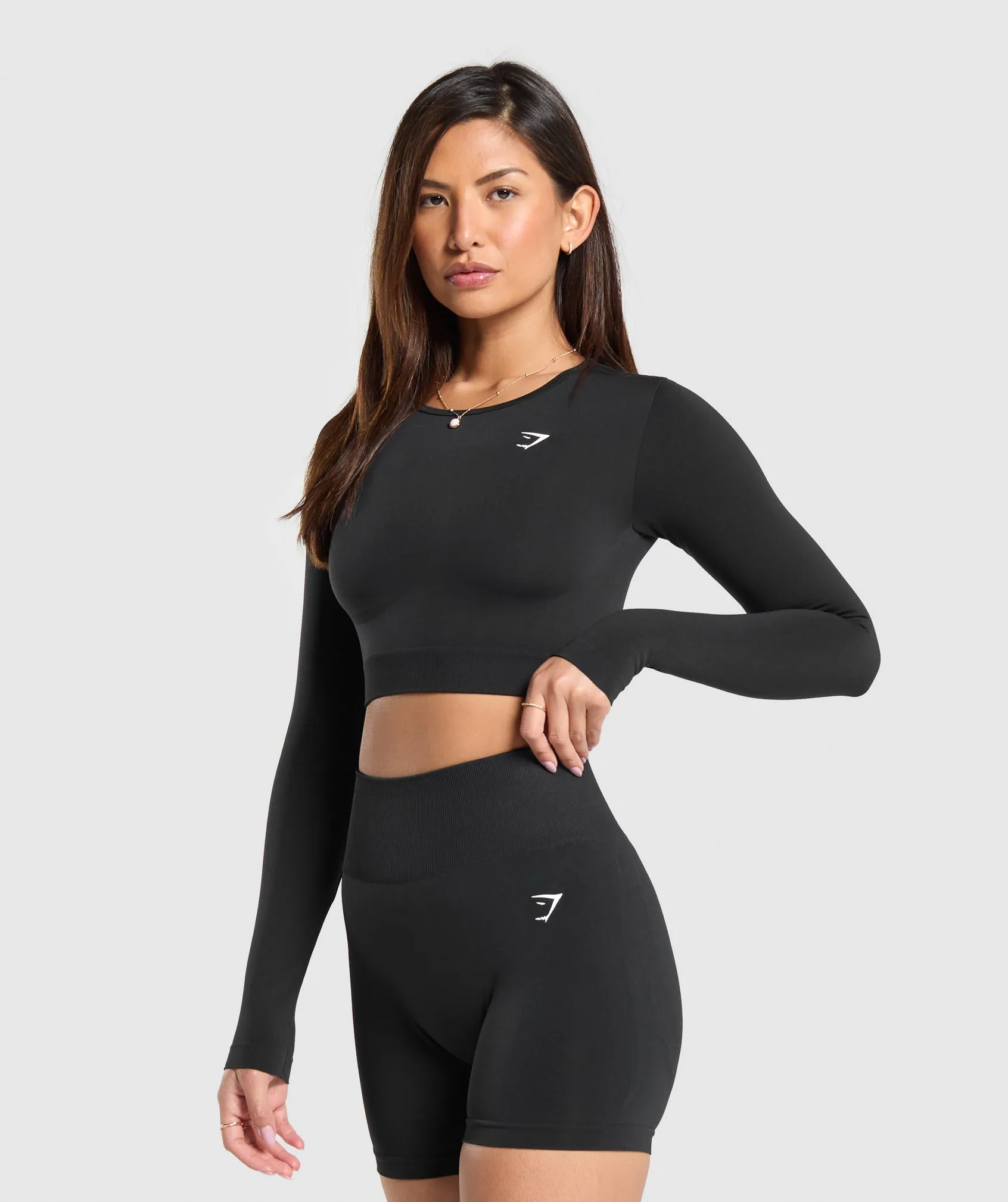 Gymshark Everyday Seamless Long Sleeve Crop Top - Black sold by Gymshark product image thumbnail 3