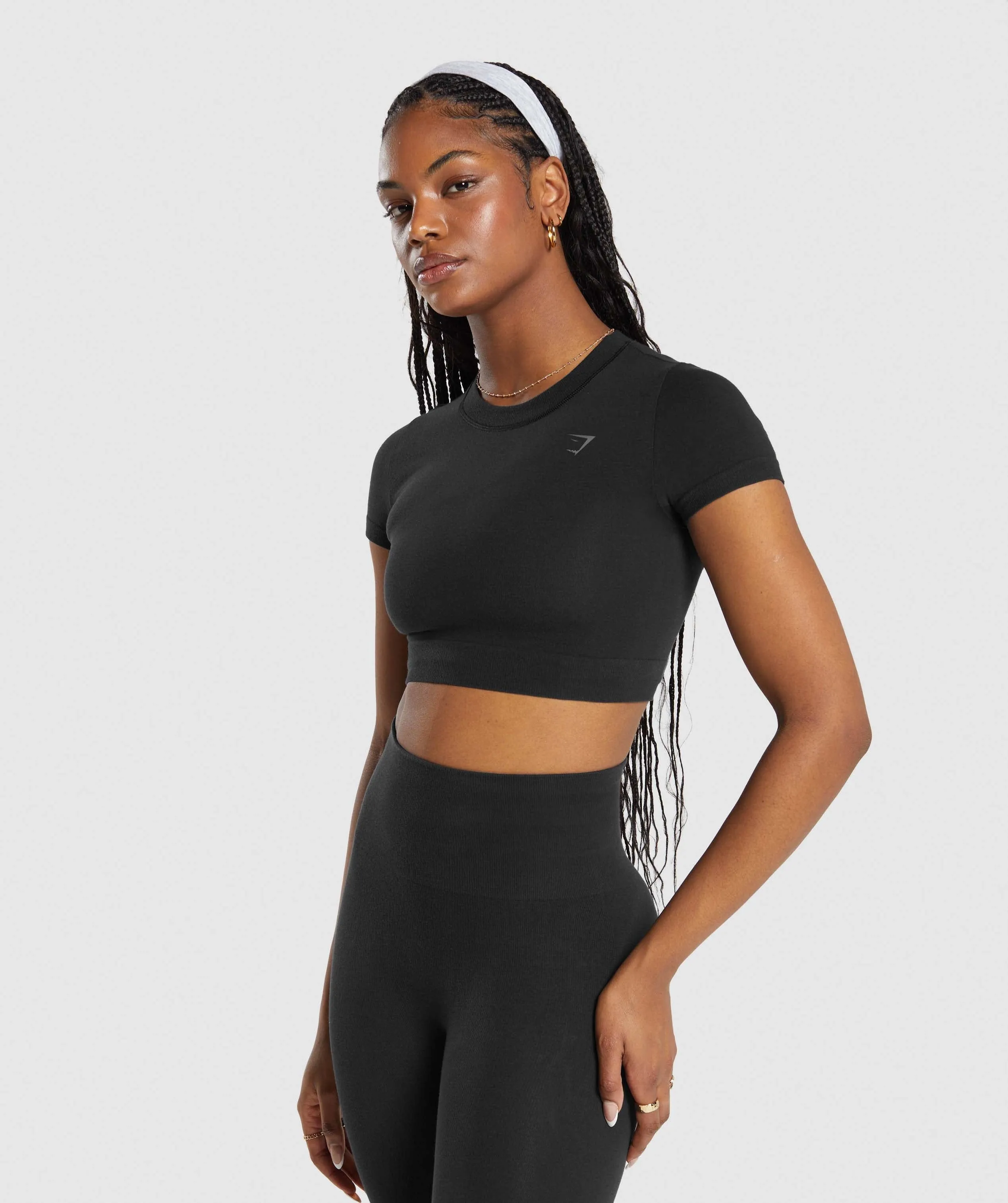 Gymshark Cotton Seamless Crop Top - Black sold by Gymshark product image thumbnail 3
