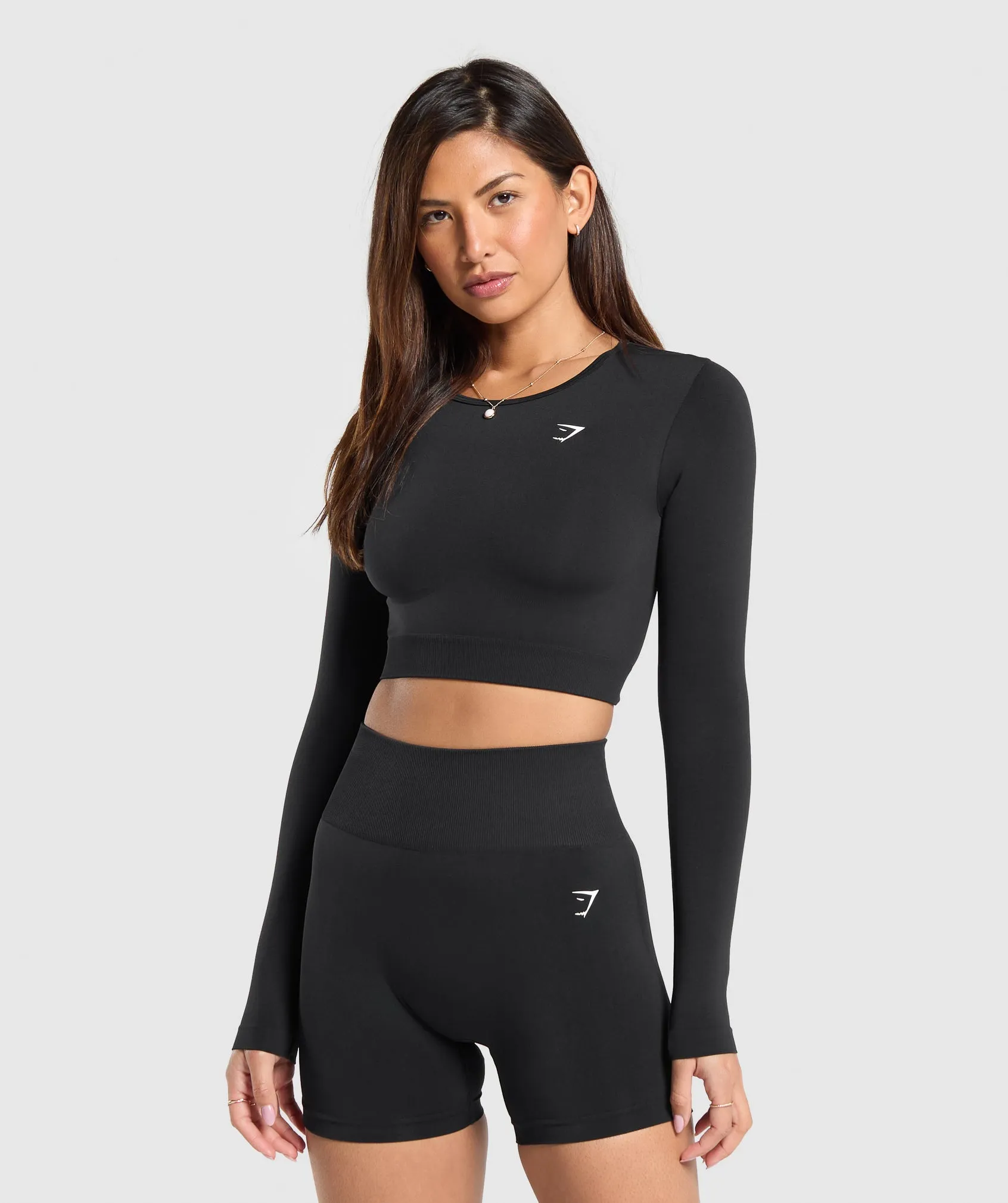 Gymshark Everyday Seamless Long Sleeve Crop Top - Black sold by Gymshark