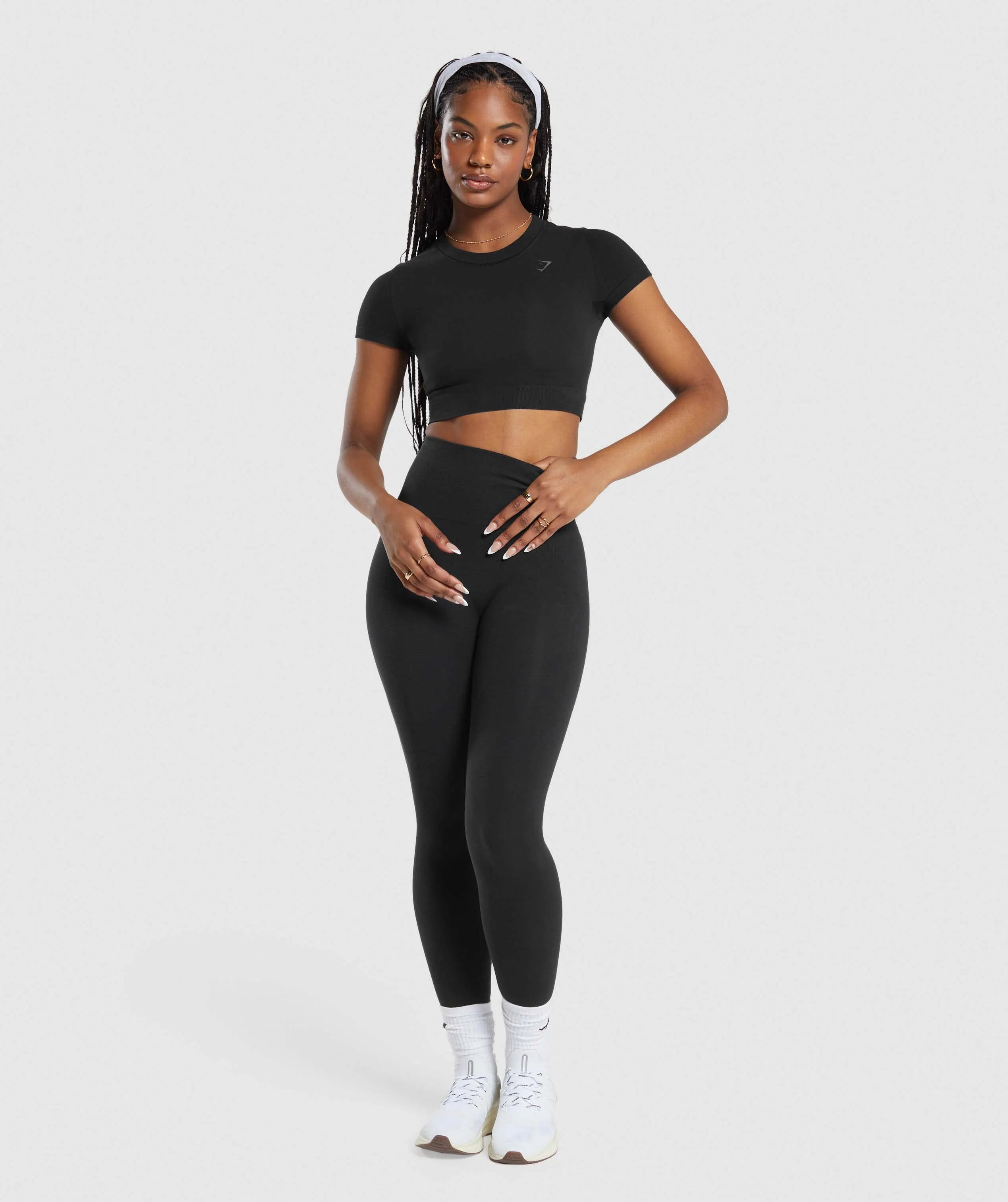 Gymshark Cotton Seamless Crop Top - Black sold by Gymshark product image thumbnail 4
