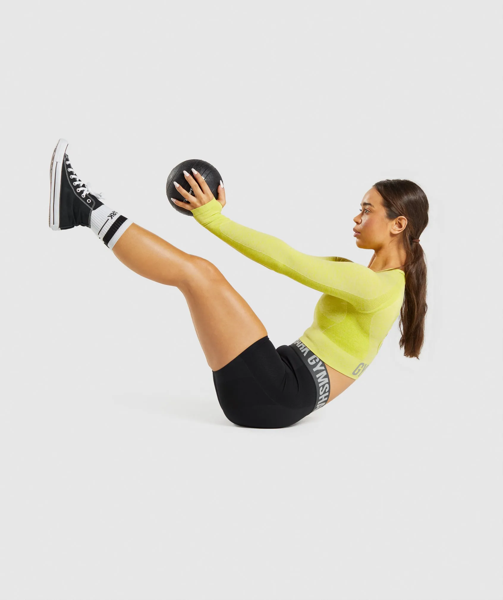 Gymshark Flex Sports Long Sleeve Crop Top - Glitch Yellow Marl sold by Gymshark product image thumbnail 4