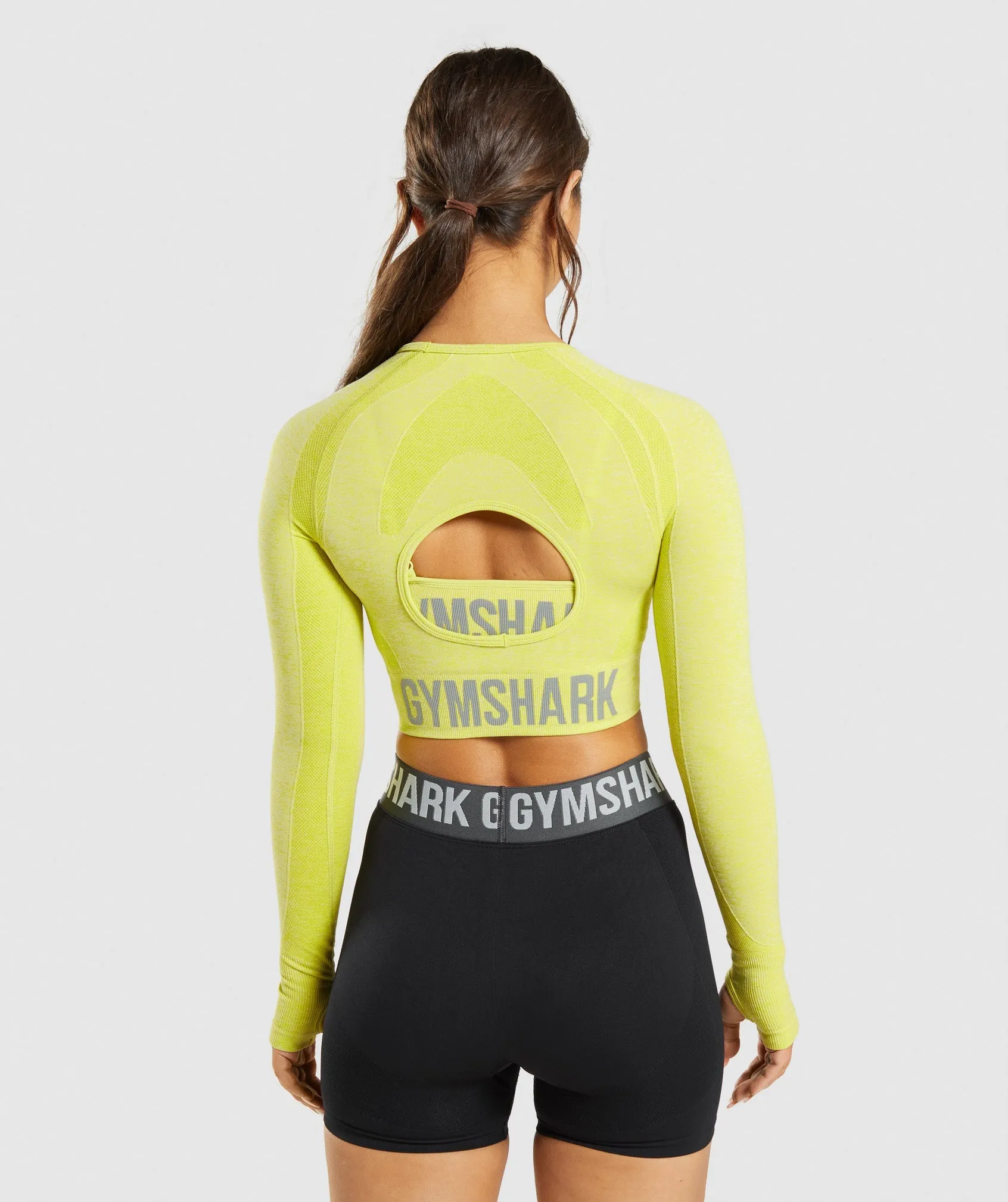 Gymshark Flex Sports Long Sleeve Crop Top - Glitch Yellow Marl sold by Gymshark product image thumbnail 2