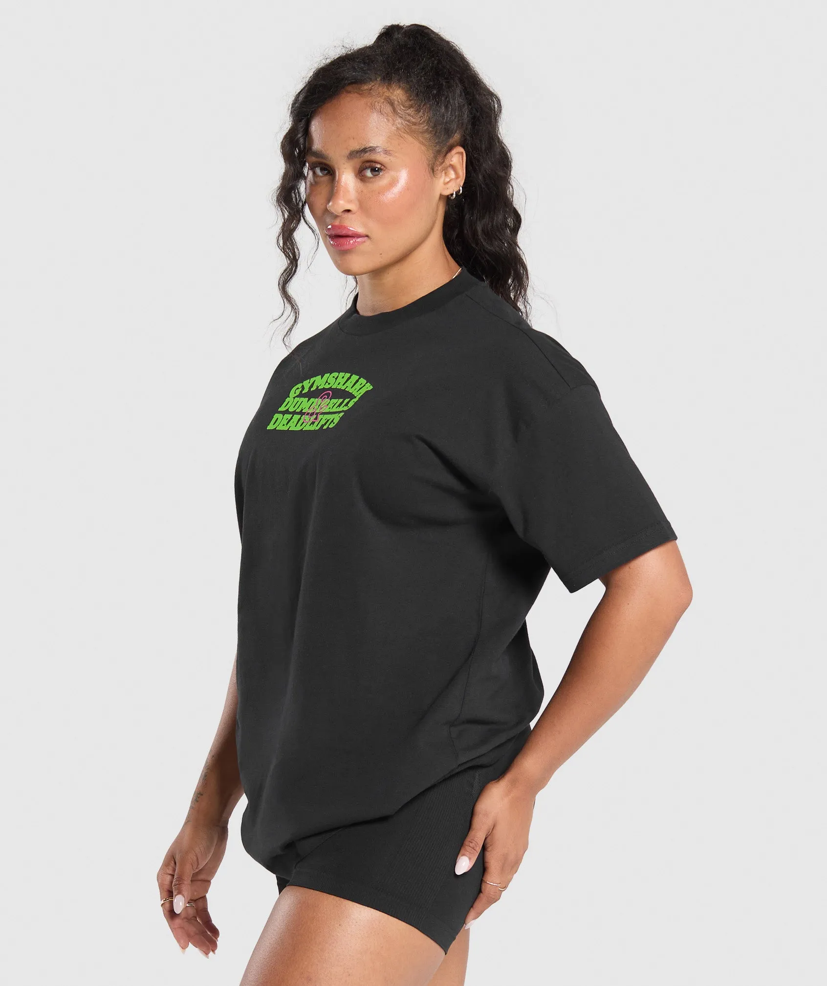 Gymshark Dumbells & Deadlifts Oversized T-Shirt - Black sold by Gymshark product image thumbnail 3