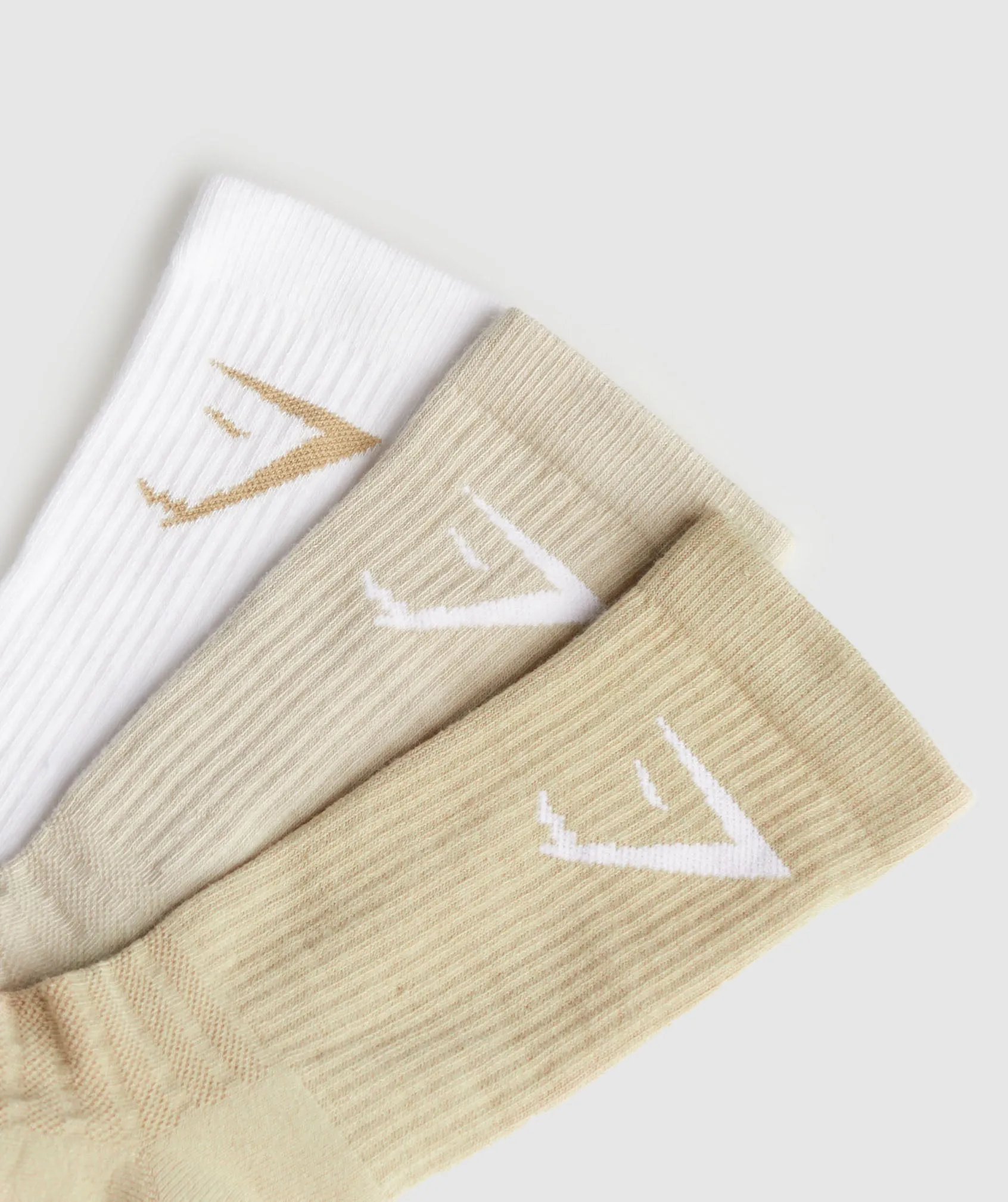 Gymshark Crew Socks 3pk - White/Pebble Grey/Desert Beige sold by Gymshark product image thumbnail 2