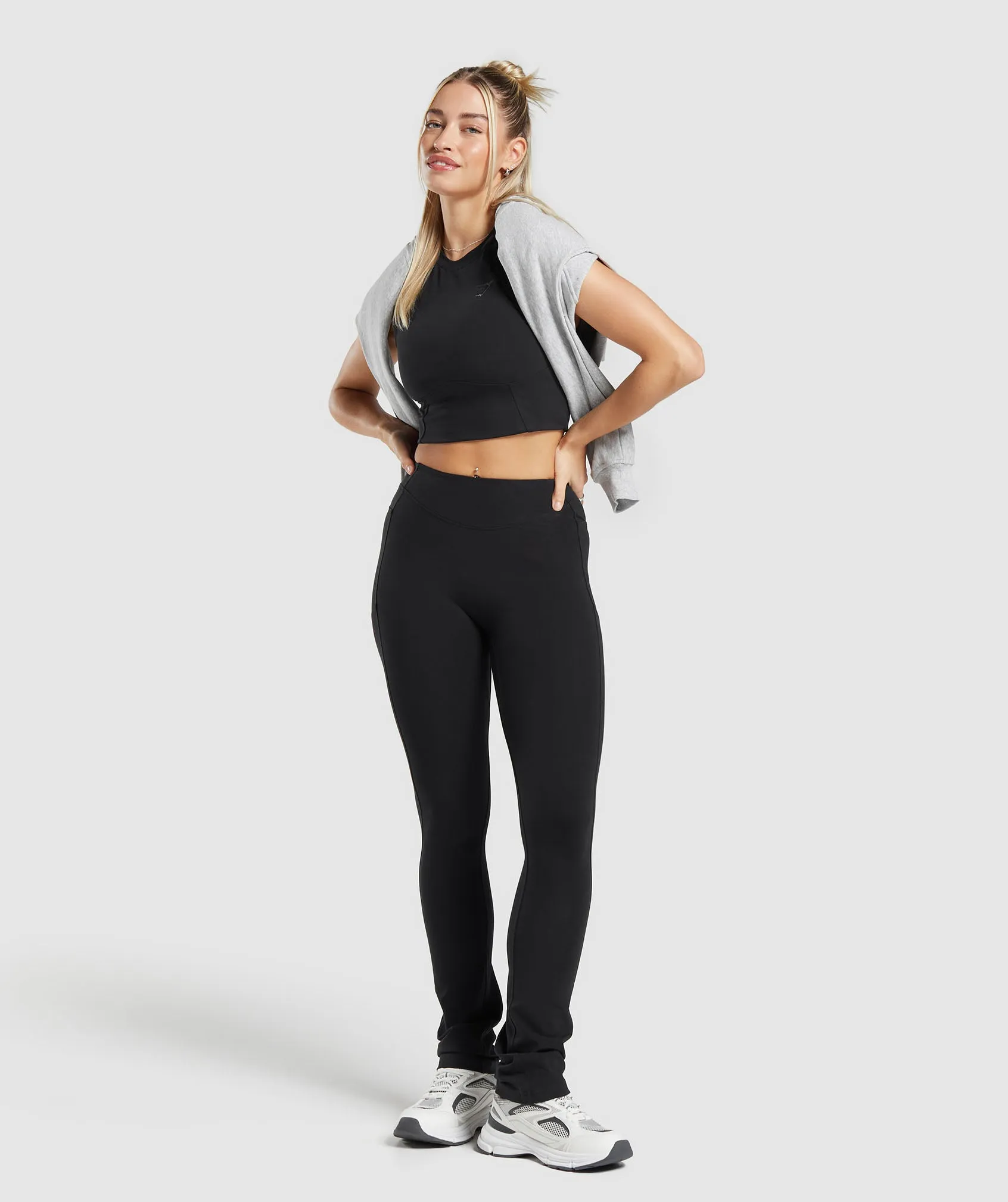 Gymshark Rest Day Boot Cut Cotton Leggings - Black sold by Gymshark product image thumbnail 4