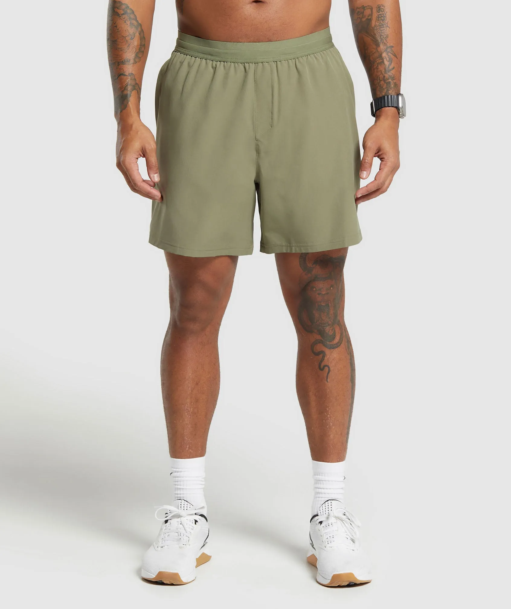 Gymshark Land to Water 6" Shorts - Utility Green sold by Gymshark