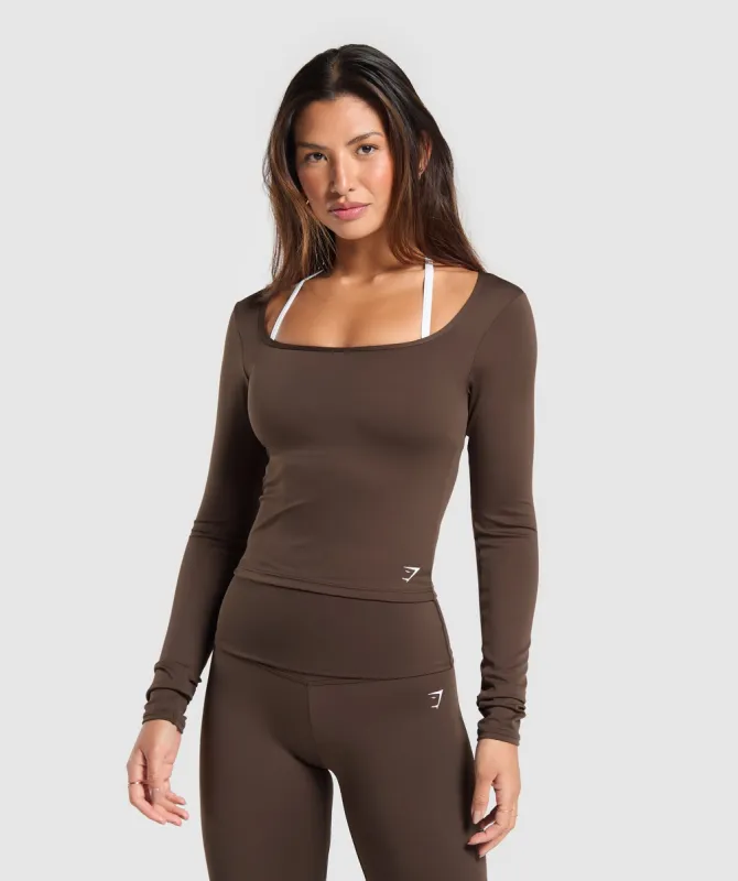 Gymshark Everyday Long Sleeve Midi Top - Archive Brown sold by Gymshark