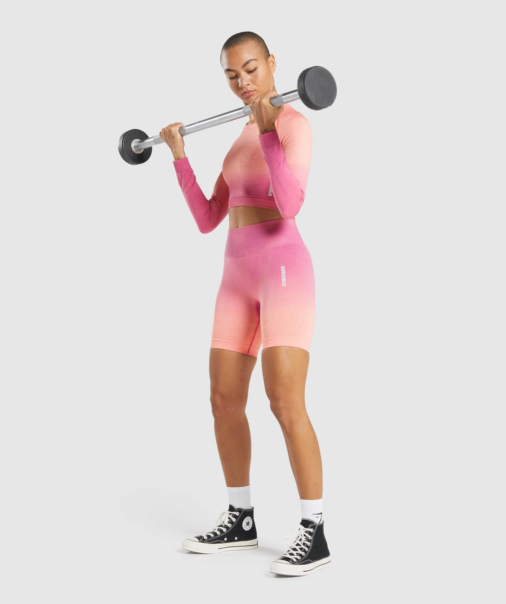 Gymshark Adapt Ombre Seamless Long Sleeve Crop Top - Orange Marl/Pink sold by Gymshark product image thumbnail 4