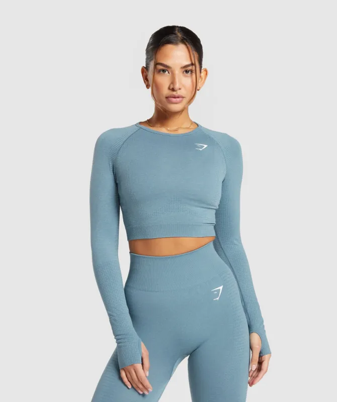 Gymshark Vital Seamless 2.0 Crop Top - Faded Blue Marl sold by Gymshark