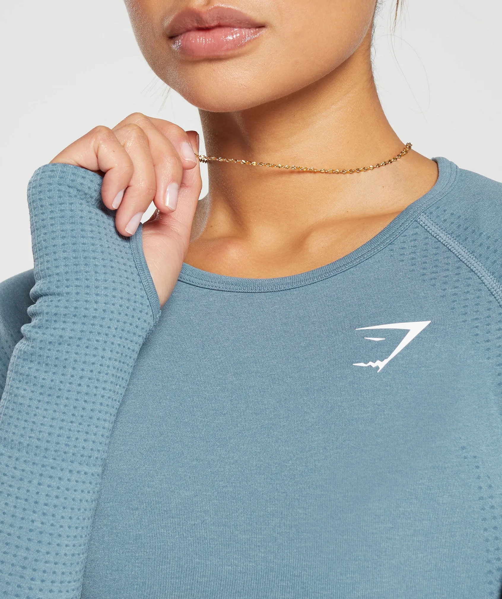 Gymshark Vital Seamless 2.0 Crop Top - Faded Blue Marl sold by Gymshark product image thumbnail 5