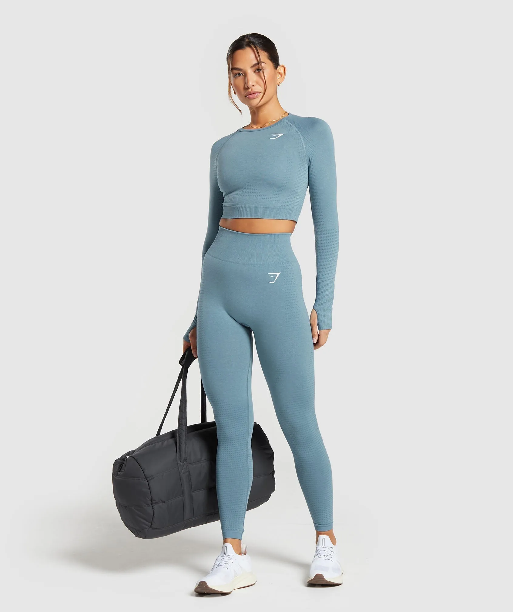 Gymshark Vital Seamless 2.0 Crop Top - Faded Blue Marl sold by Gymshark product image thumbnail 4