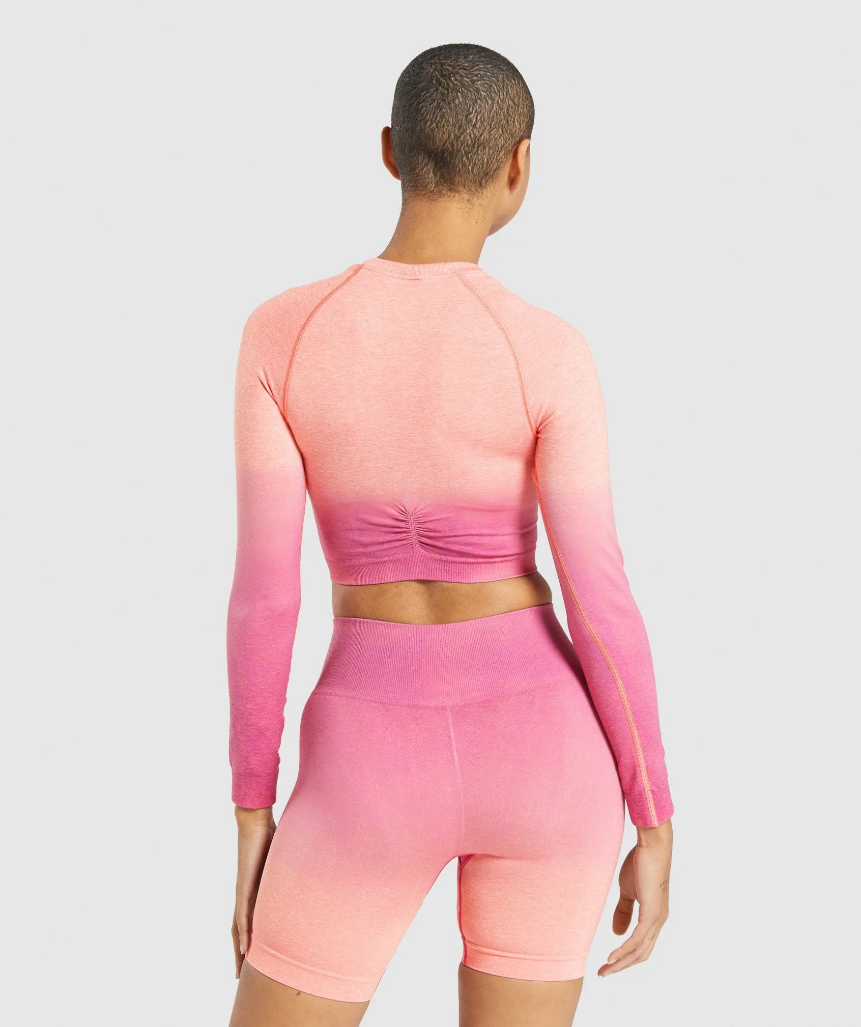 Gymshark Adapt Ombre Seamless Long Sleeve Crop Top - Orange Marl/Pink sold by Gymshark product image thumbnail 2