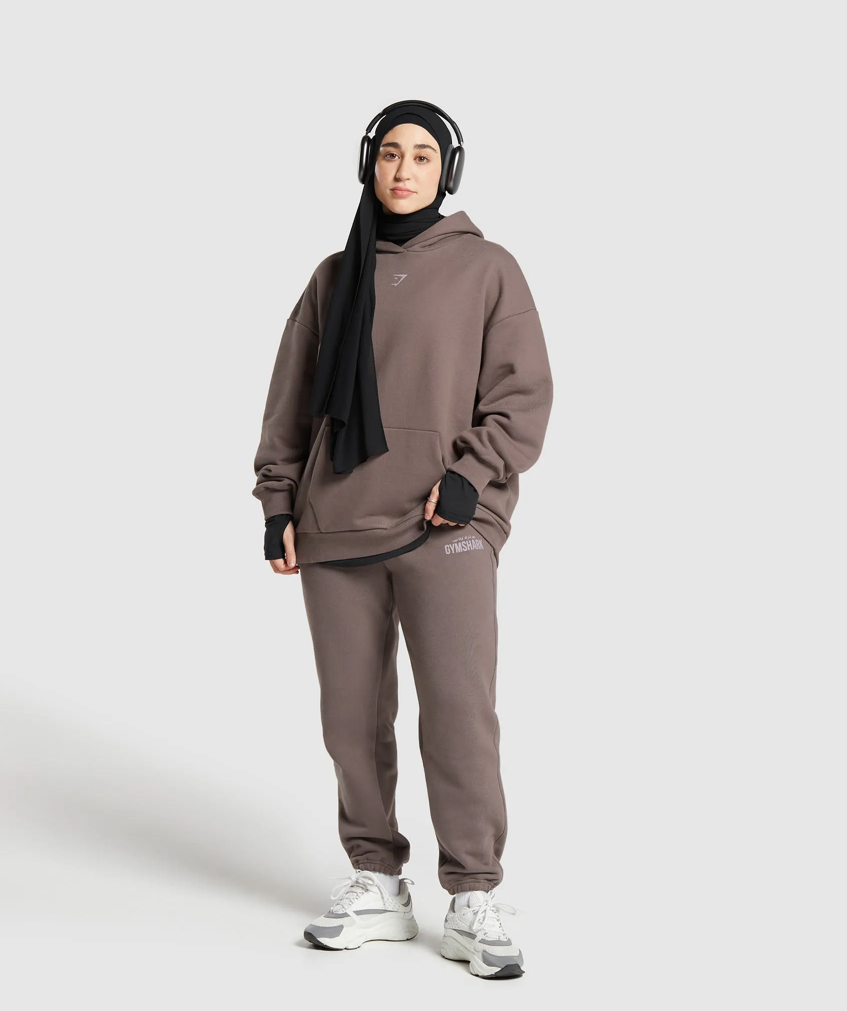 GS X Leana Deeb Oversized Graphic Hoodie - Dusty Brown sold by Gymshark product image thumbnail 4