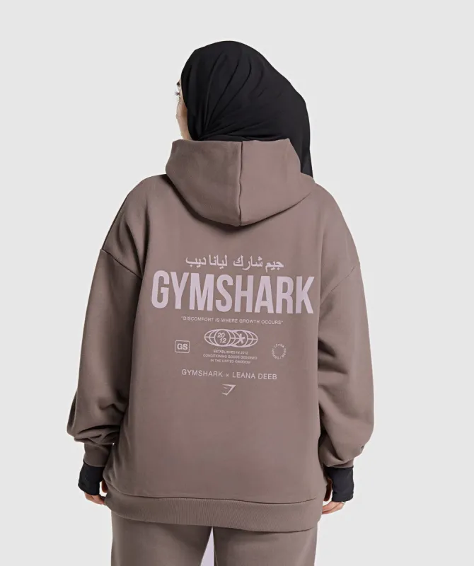 GS X Leana Deeb Oversized Graphic Hoodie - Dusty Brown made by Gymshark