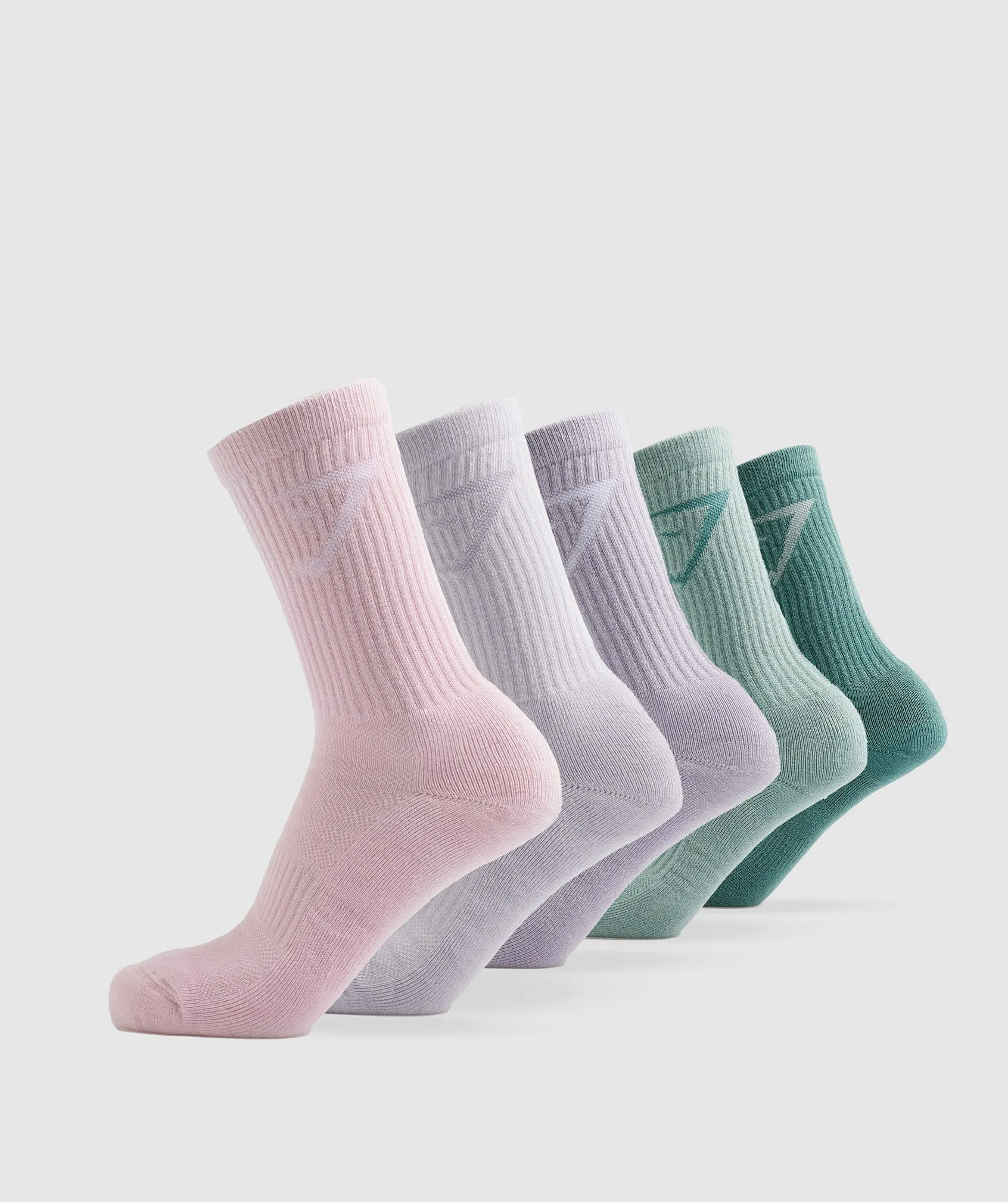 Gymshark Crew Socks 5pk - Teal/Pink/Teal/Purple/Lilac sold by Gymshark