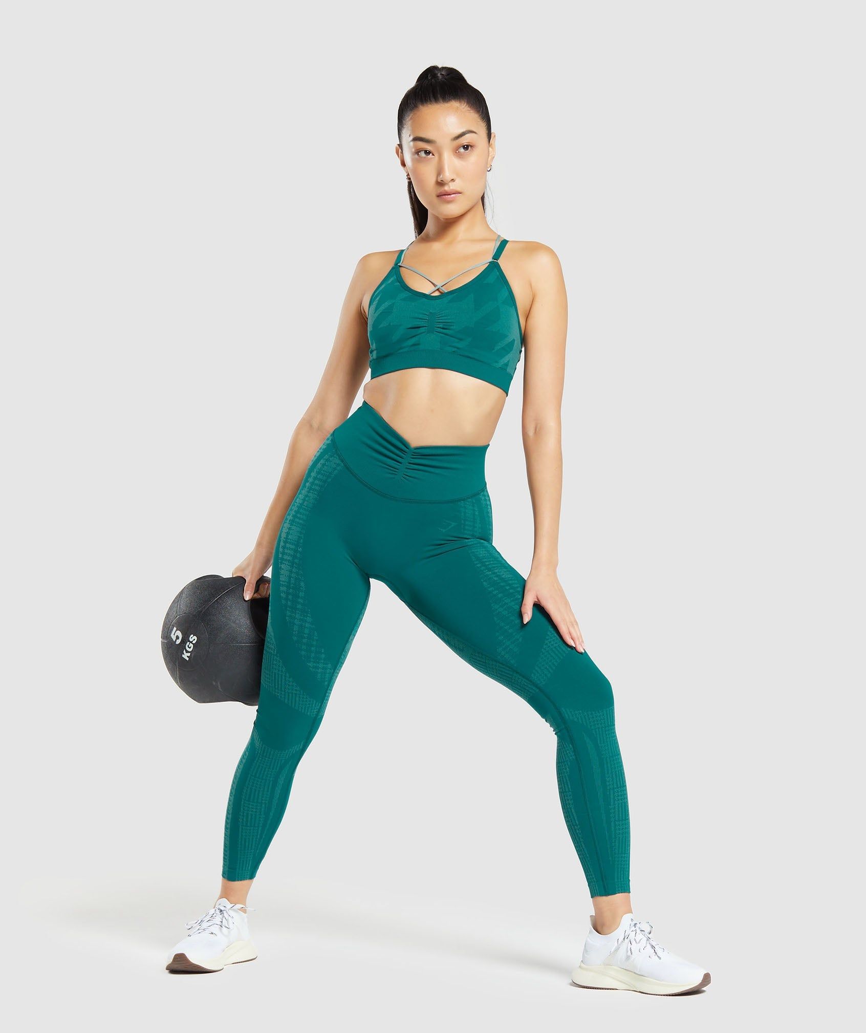 Gymshark Apex Limit Seamless Ruched Leggings - Deep Teal/Duck Egg Blue sold by Gymshark product image thumbnail 4