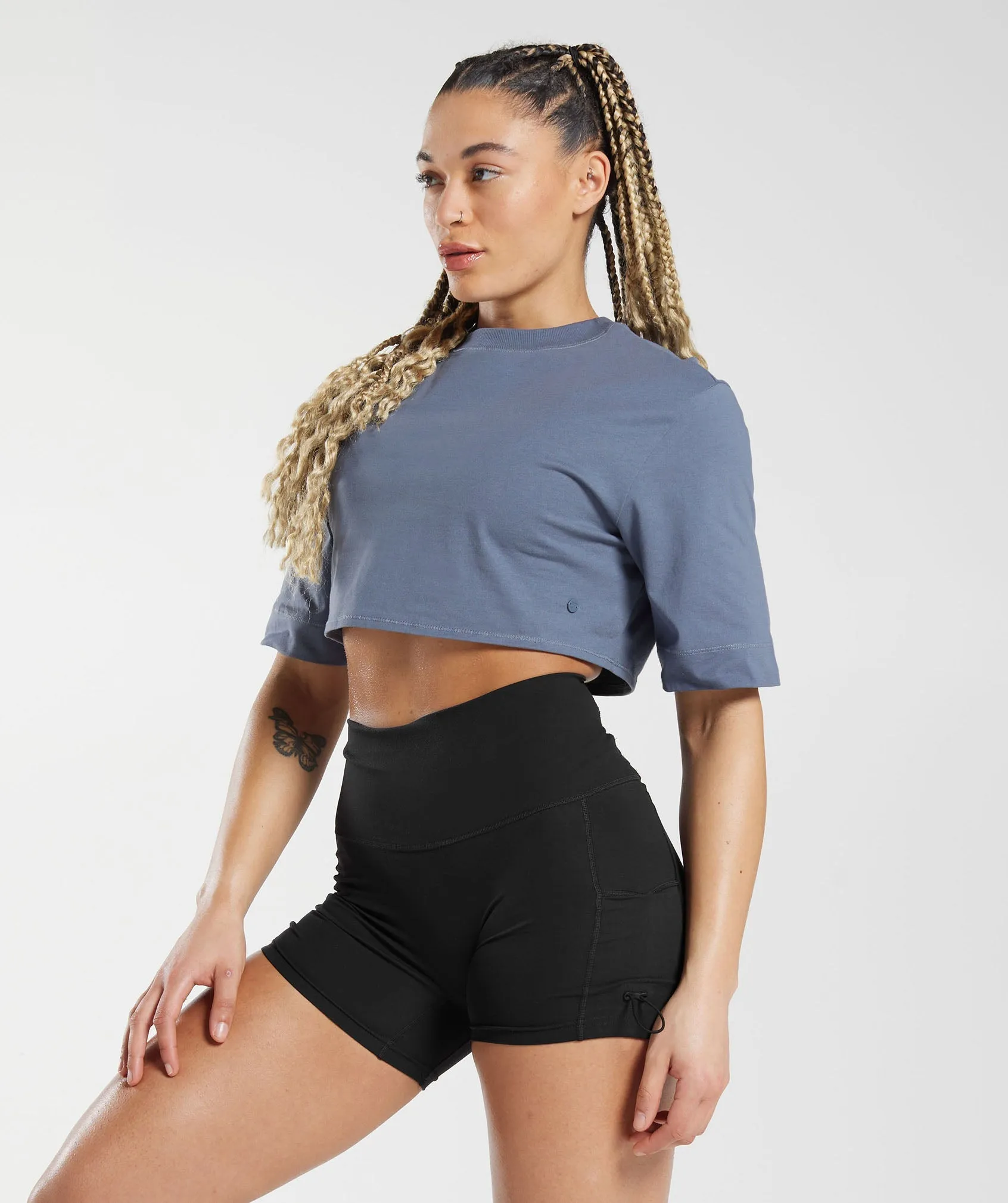Gymshark Cotton Boxy Crop Top - Evening Blue sold by Gymshark product image thumbnail 2