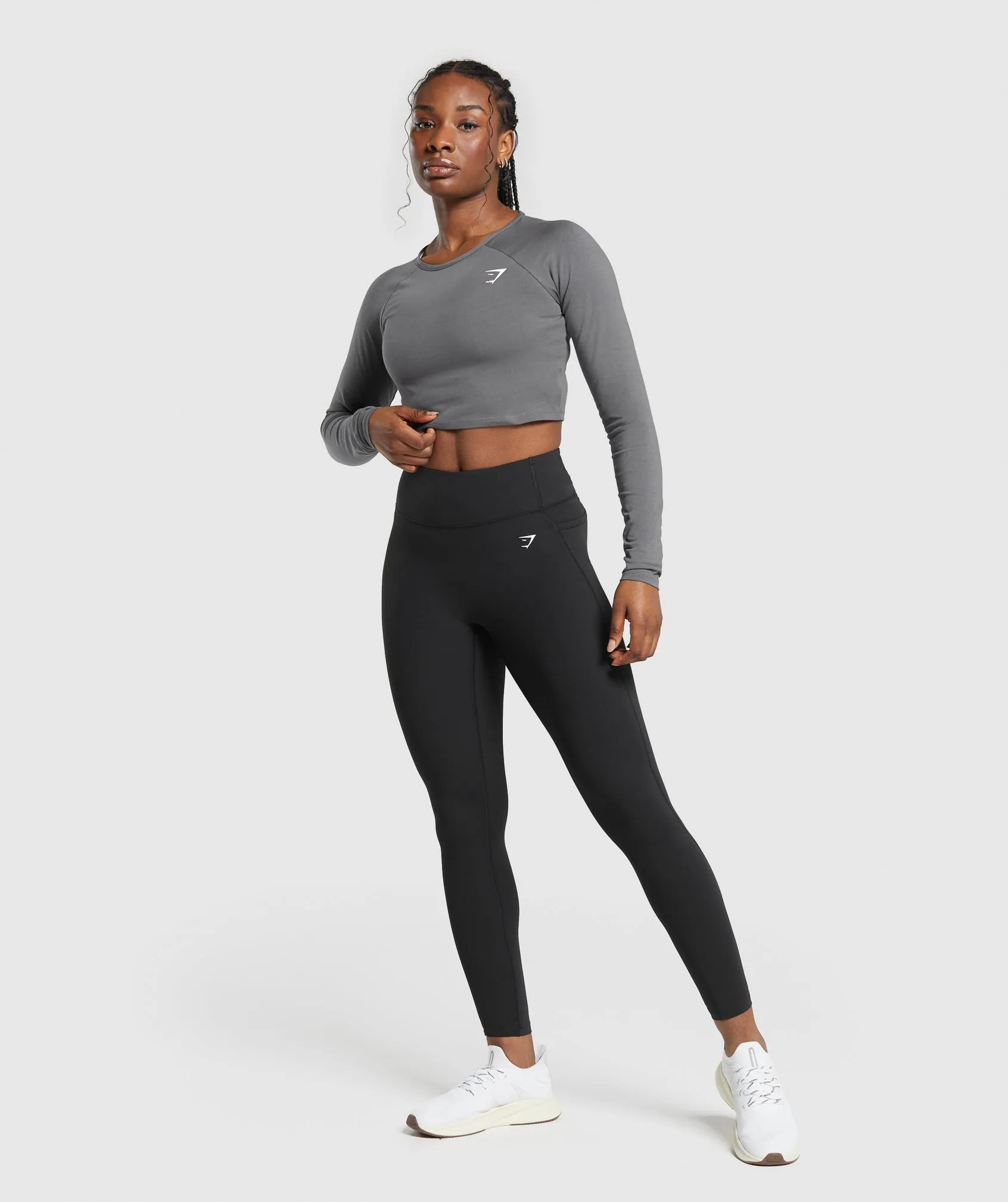 Gymshark Lifting Essential Long Sleeve Crop Top - Pitch Grey sold by Gymshark product image thumbnail 4