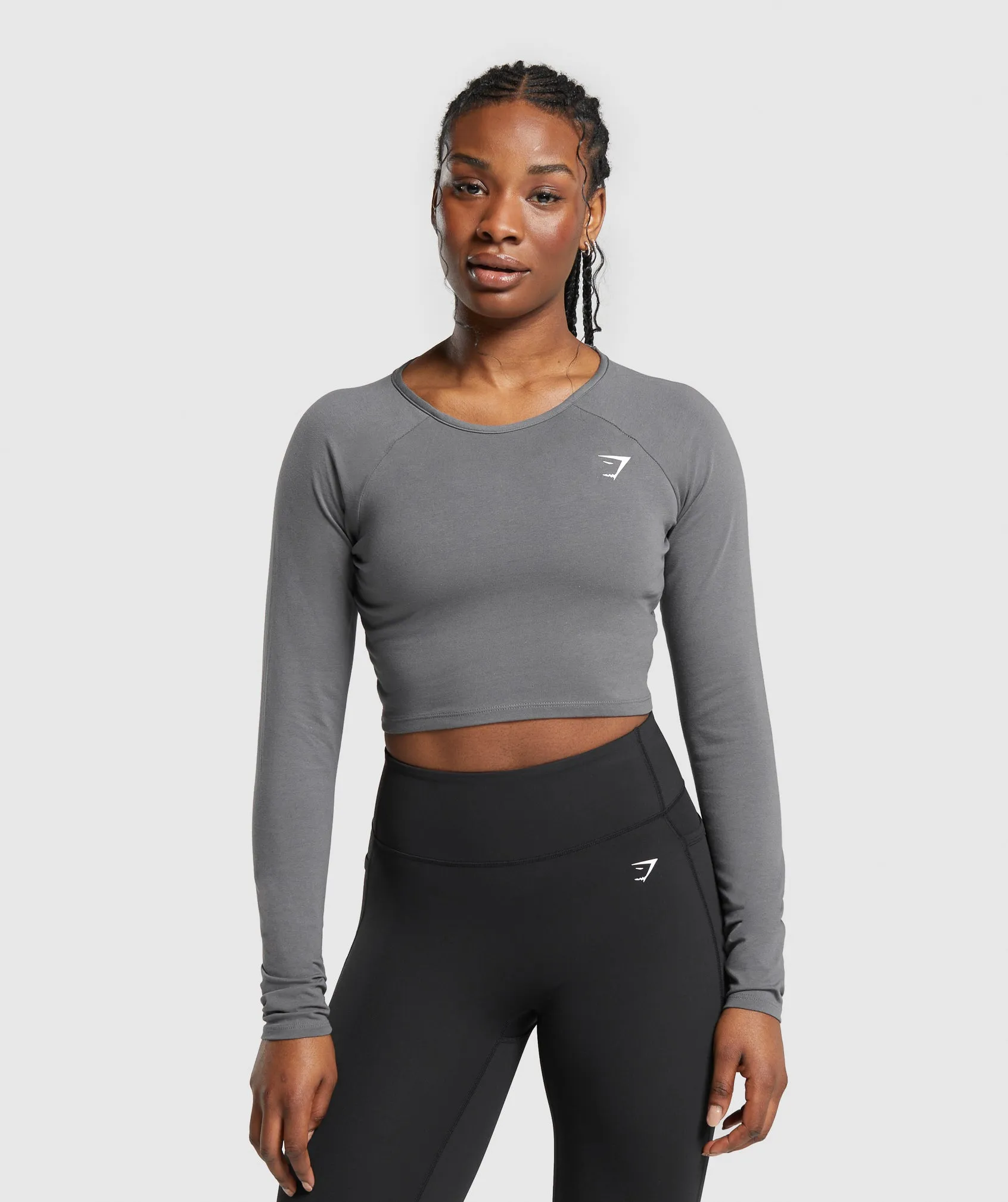 Gymshark Lifting Essential Long Sleeve Crop Top - Pitch Grey sold by Gymshark
