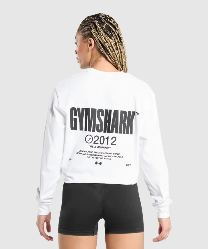 Gymshark Be a Visionary Long Sleeve Top - White sold by Gymshark