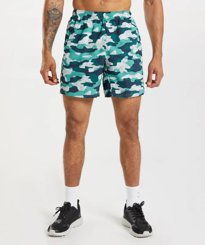 Gymshark Arrival 7" Short - Fauna Teal Print sold by Gymshark