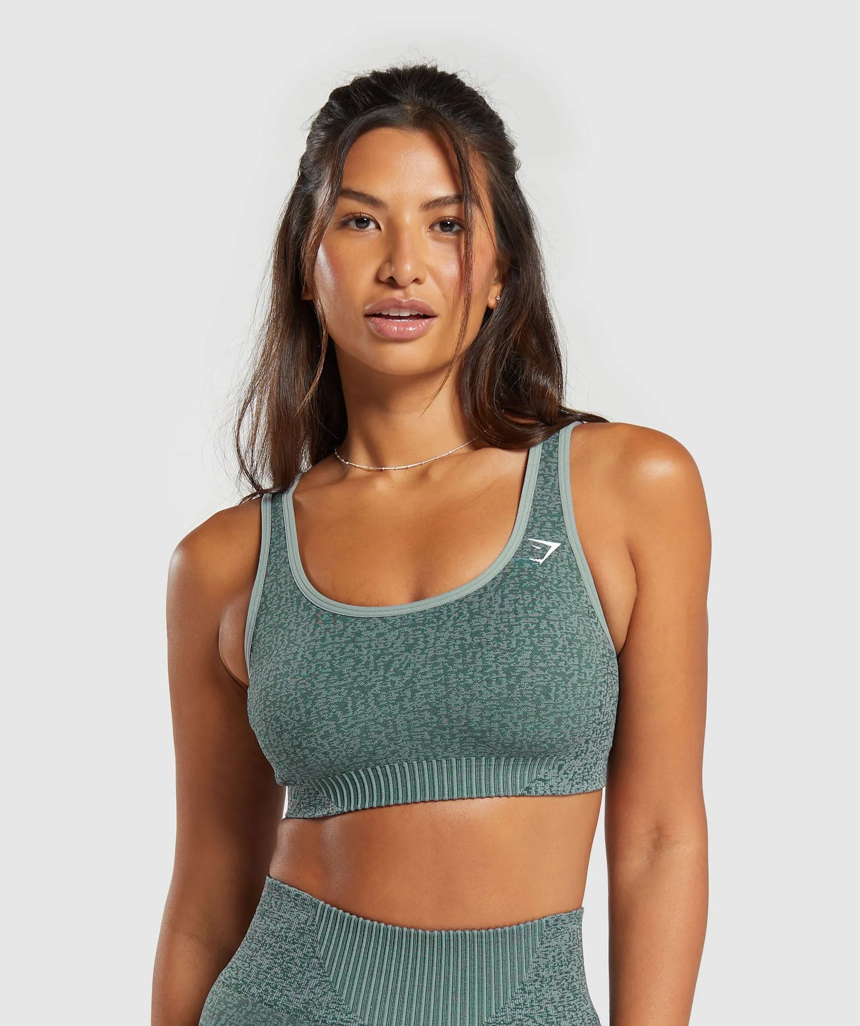 Gymshark Marl Seamless Scoop Bra - Teal Marl/Dark Grey Marl/Smokey Grey sold by Gymshark