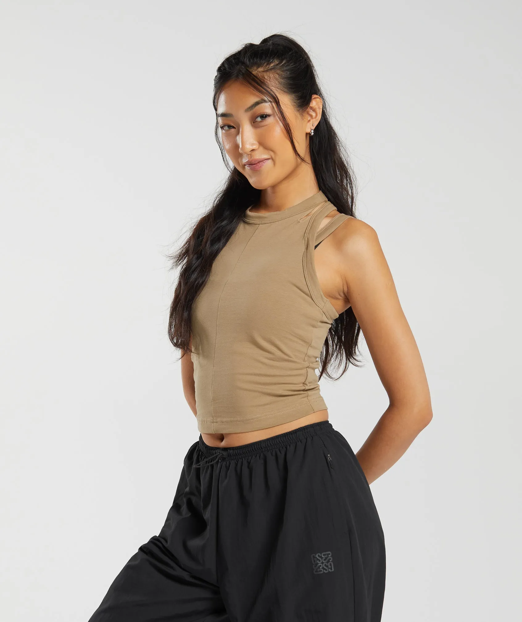 Gymshark Cotton Strappy Midi Tank - Deep Fawn Brown sold by Gymshark product image thumbnail 3
