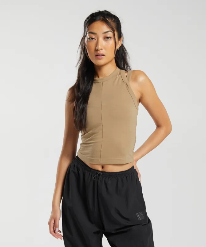 Gymshark Cotton Strappy Midi Tank - Deep Fawn Brown sold by Gymshark
