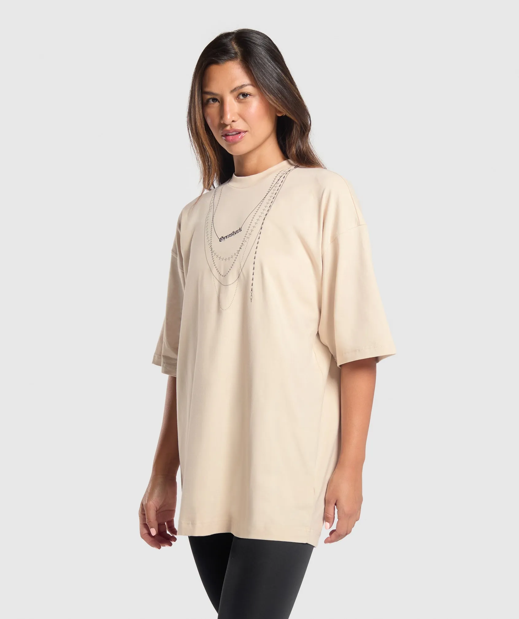 Gymshark Elevate Chain Oversized T-Shirt - Cream Beige sold by Gymshark product image thumbnail 3