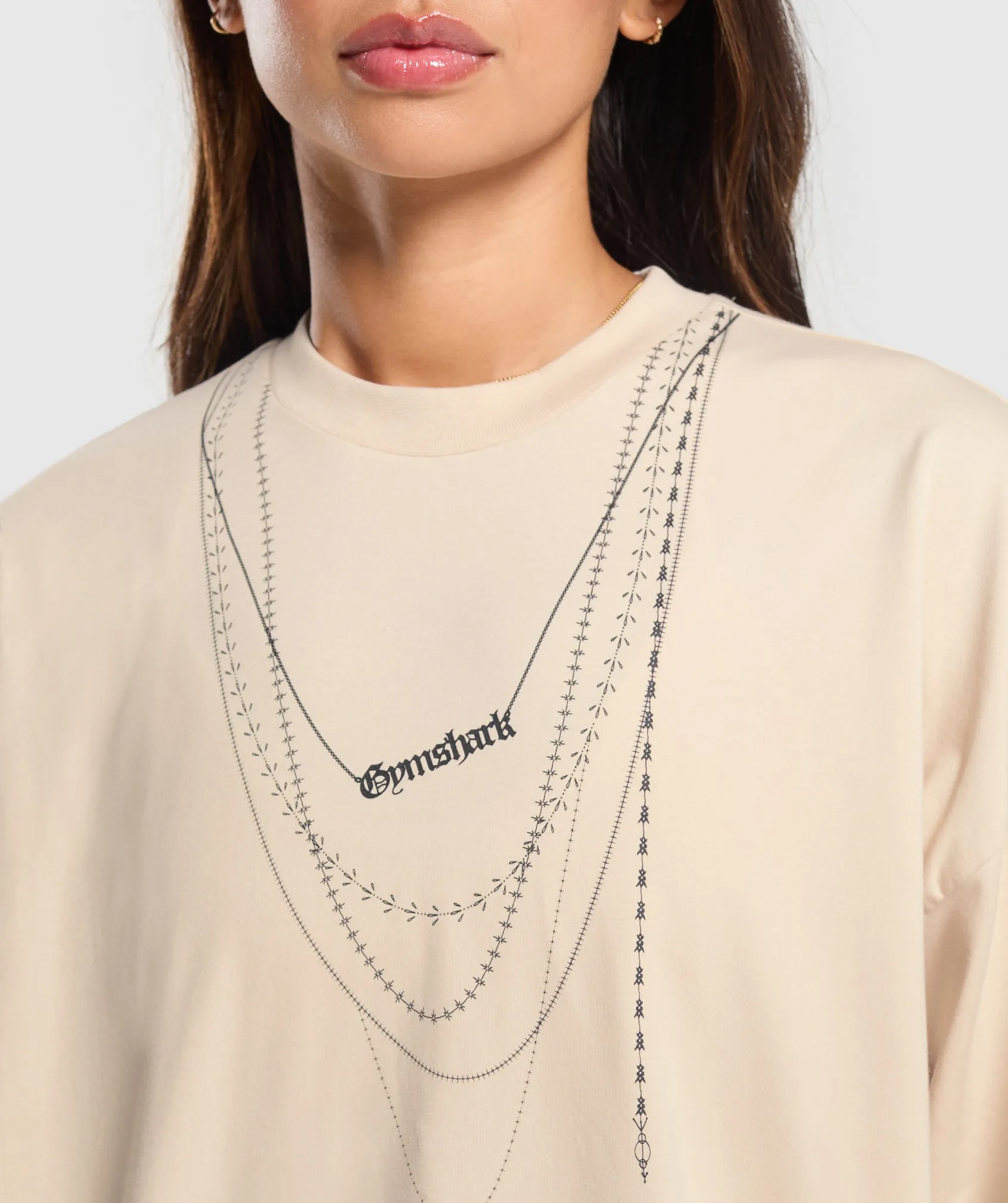 Gymshark Elevate Chain Oversized T-Shirt - Cream Beige sold by Gymshark product image thumbnail 5