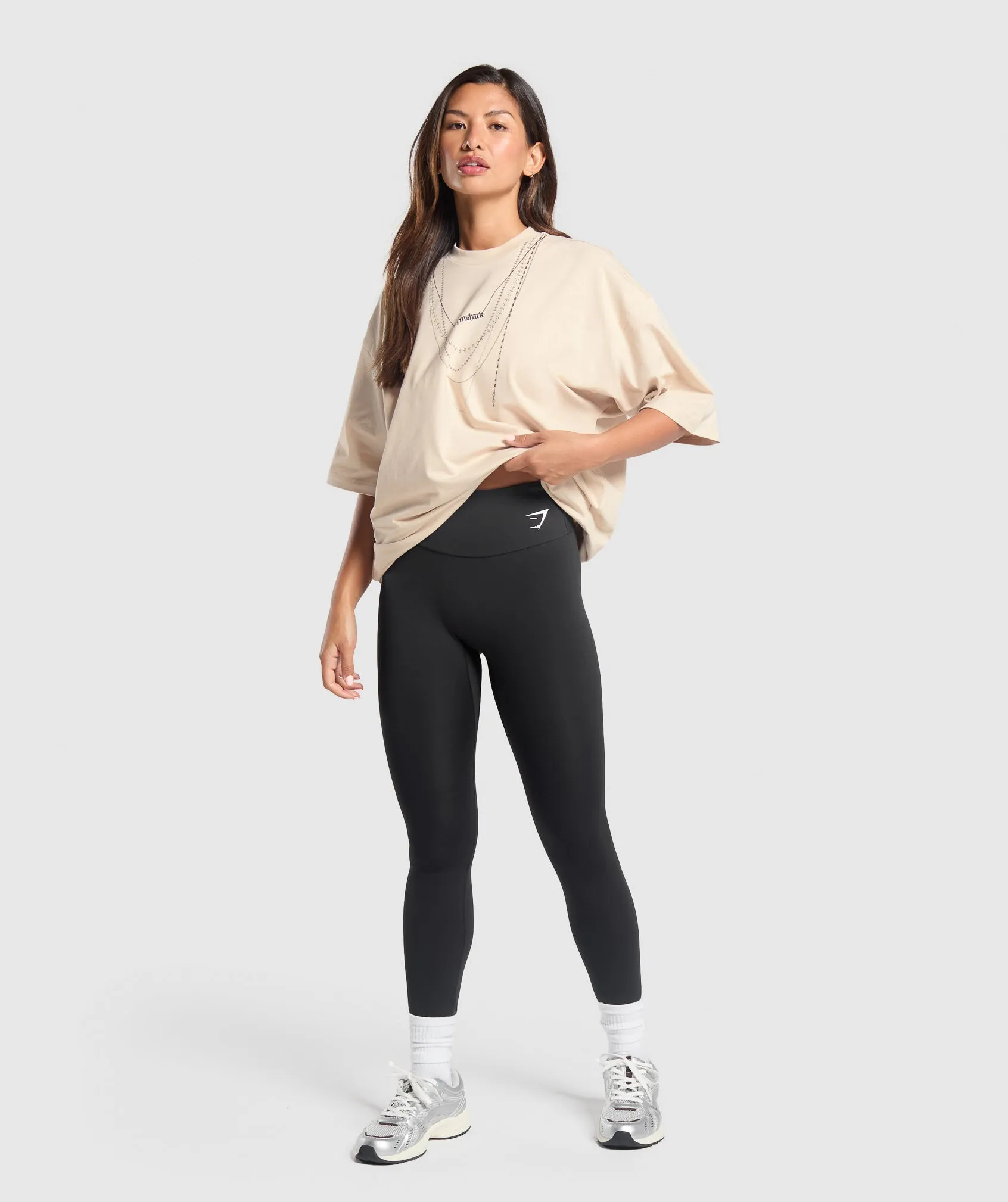 Gymshark Elevate Chain Oversized T-Shirt - Cream Beige sold by Gymshark product image thumbnail 4