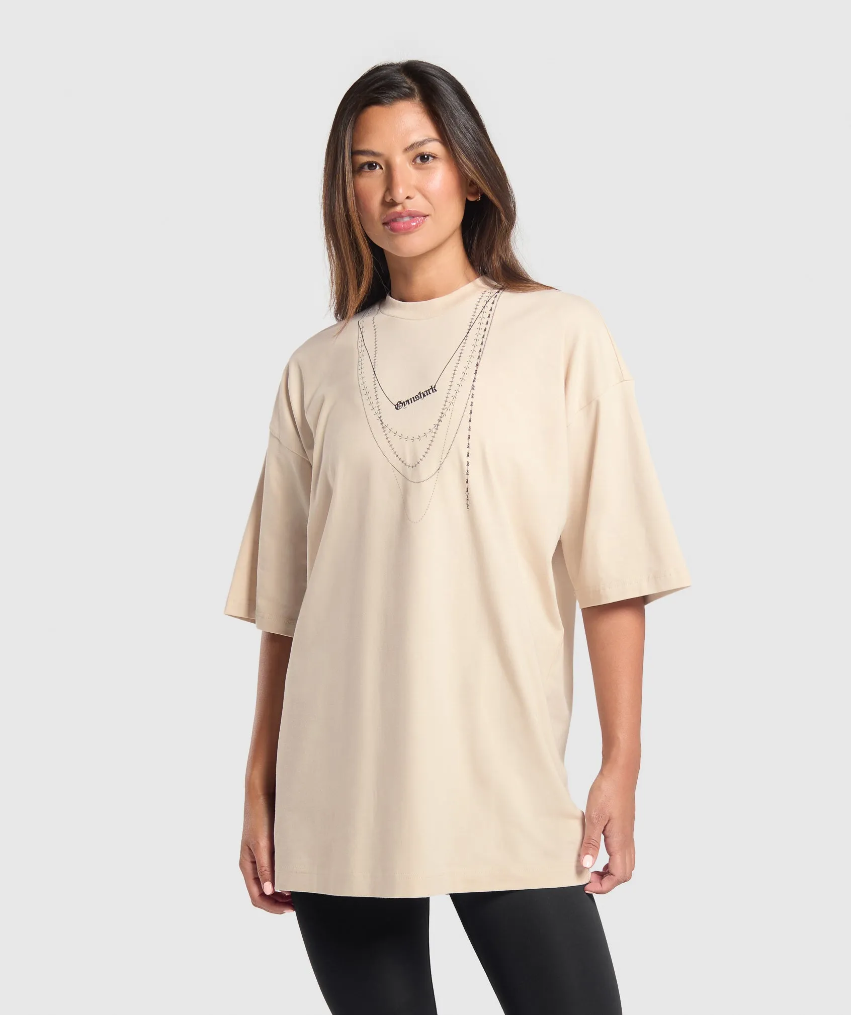 Gymshark Elevate Chain Oversized T-Shirt - Cream Beige sold by Gymshark