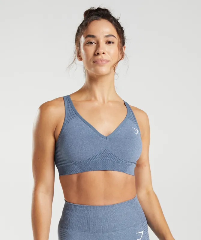 Gymshark Vital Seamless 2.0 V Neck Sports Bra - Evening Blue Marl sold by Gymshark