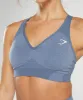 Gymshark Vital Seamless 2.0 V Neck Sports Bra - Evening Blue Marl sold by Gymshark