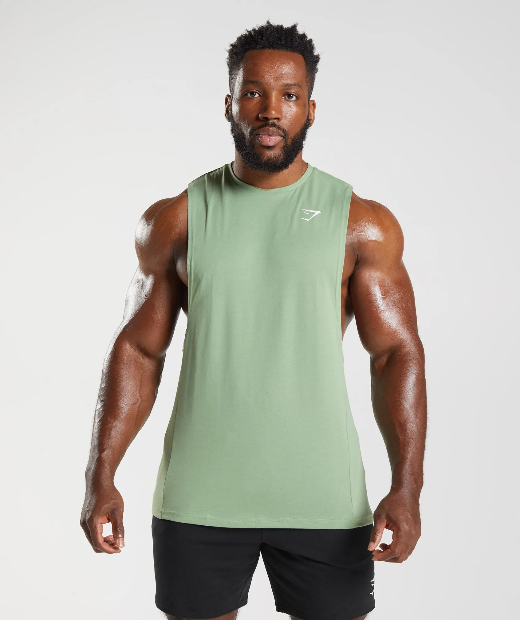 Gymshark React Drop Arm Tank - Tea Green sold by Gymshark