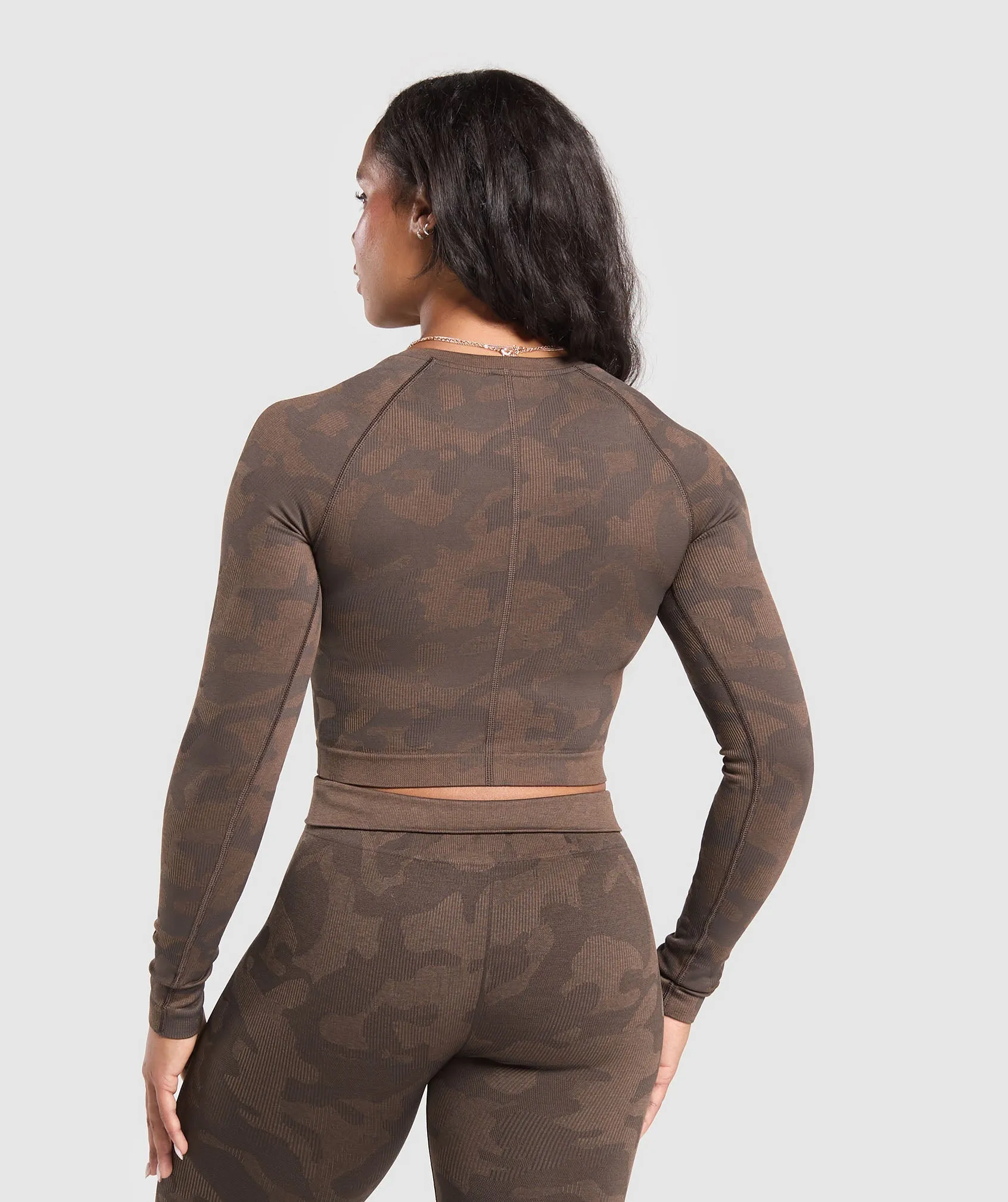 Gymshark Adapt Camo Long Sleeve Crop Top - Deep Brown/ Soul Brown sold by Gymshark product image thumbnail 2