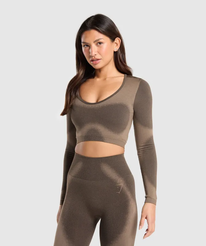 Gymshark Blur Seamless Long Sleeve Crop Top - Archive Brown/Soul Brown sold by Gymshark
