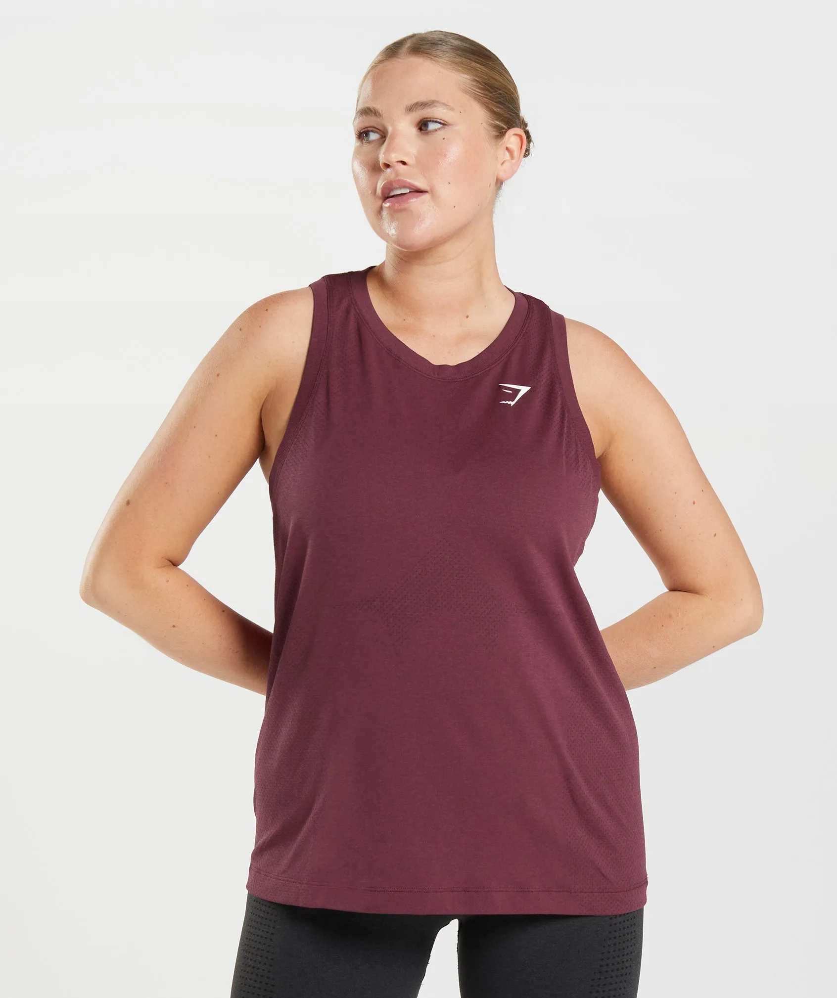 Gymshark Vital Seamless 2.0 Light Tank - Baked Maroon Marl sold by Gymshark