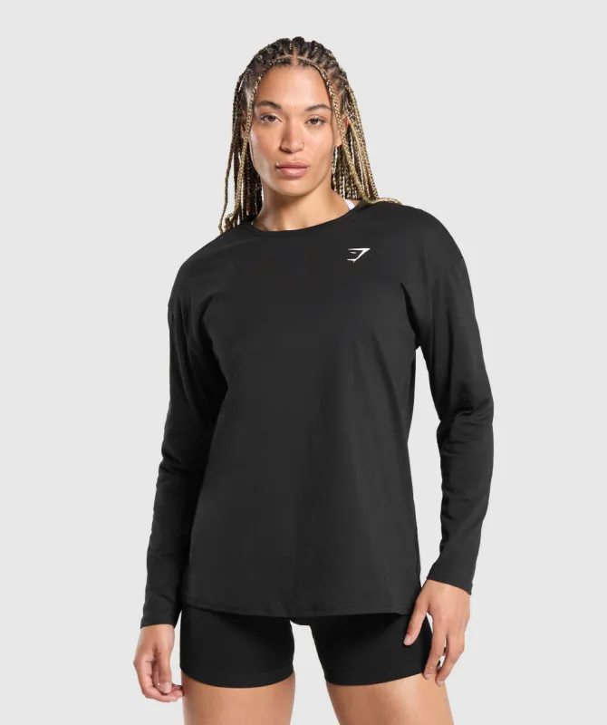 Gymshark Training Oversized Cotton Long Sleeve Top - Black sold by Gymshark