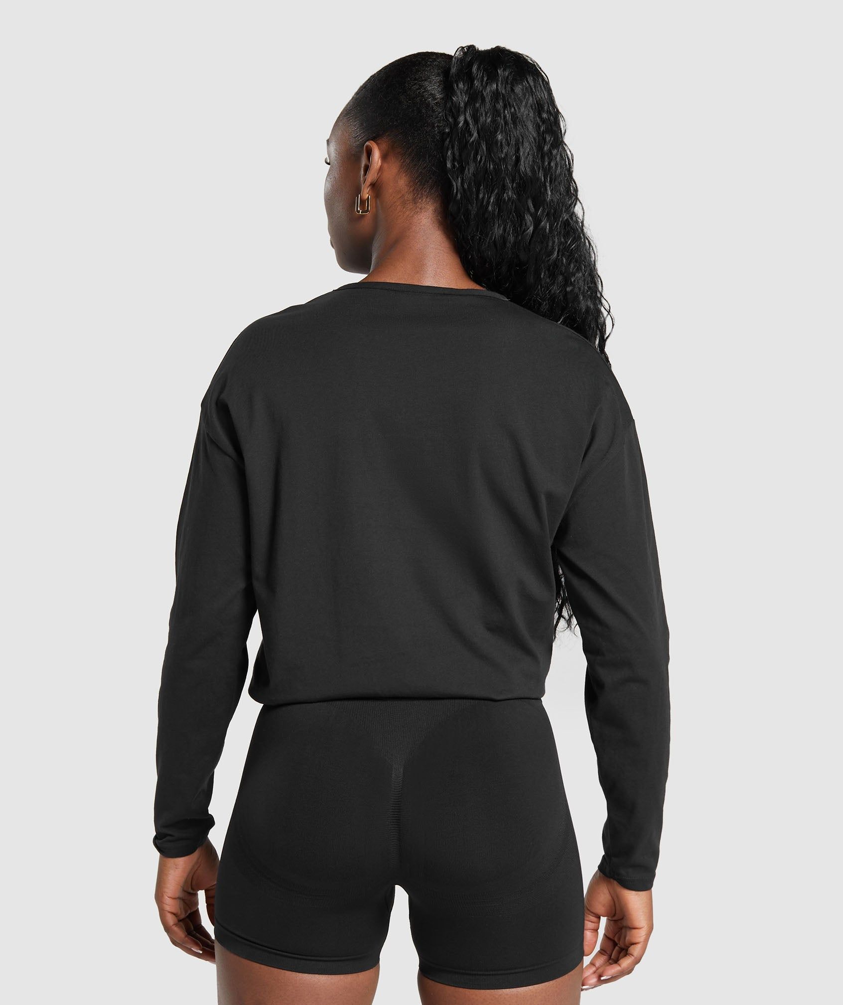 Gymshark Lifting Oversized Cotton Long Sleeve Top - Black sold by Gymshark product image thumbnail 2