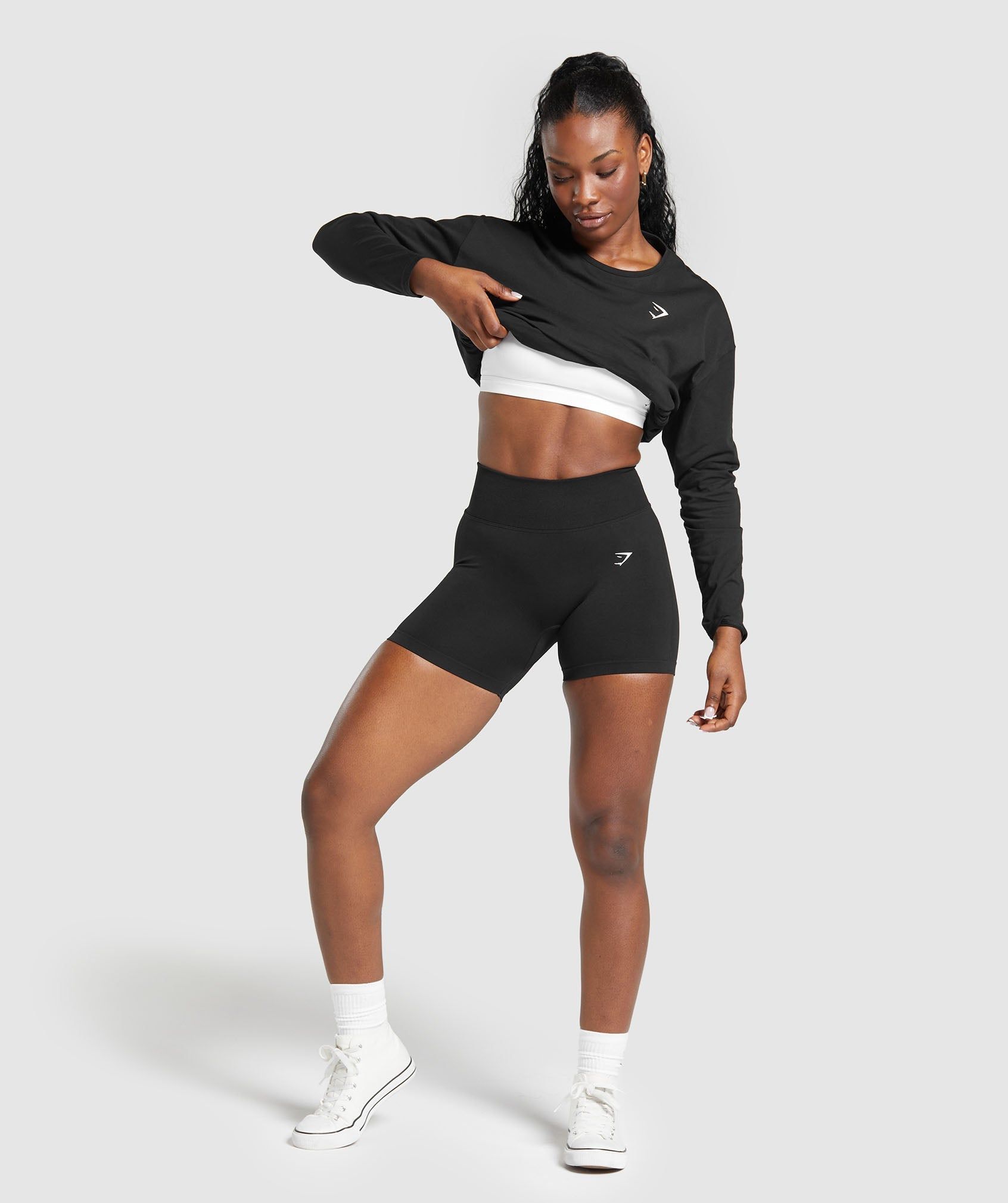 Gymshark Lifting Oversized Cotton Long Sleeve Top - Black sold by Gymshark product image thumbnail 4
