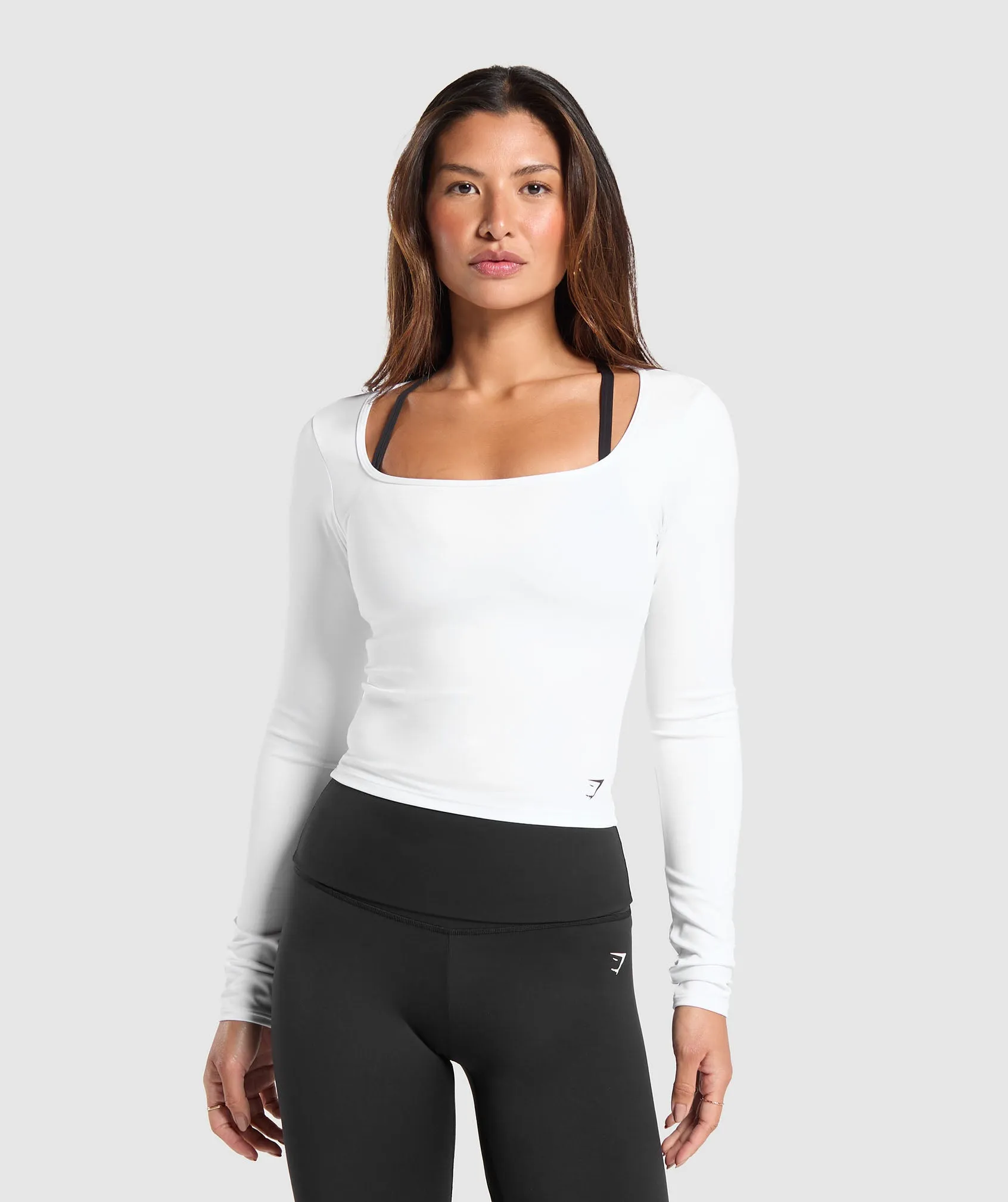 Gymshark Everyday Long Sleeve Midi Top - White sold by Gymshark