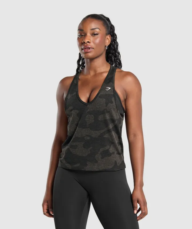 Gymshark Adapt Camo Seamless Tank - Black/Camo Brown sold by Gymshark