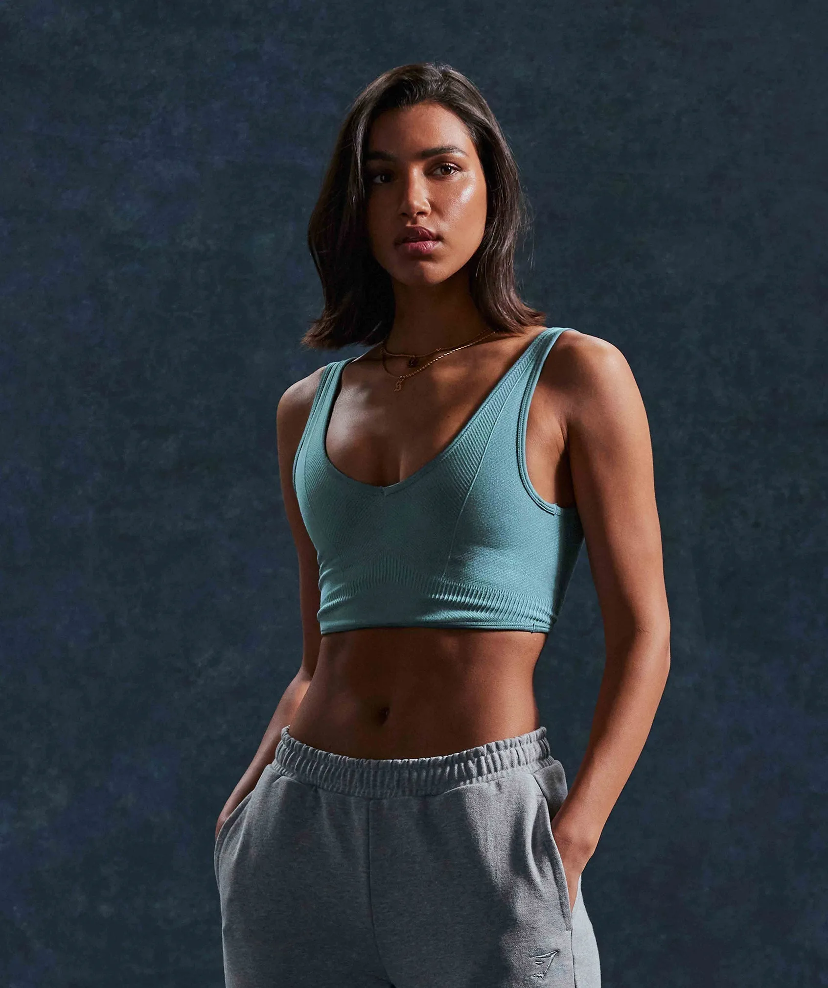 Gymshark Rest Day Seamless Bralette - Charred Blue sold by Gymshark