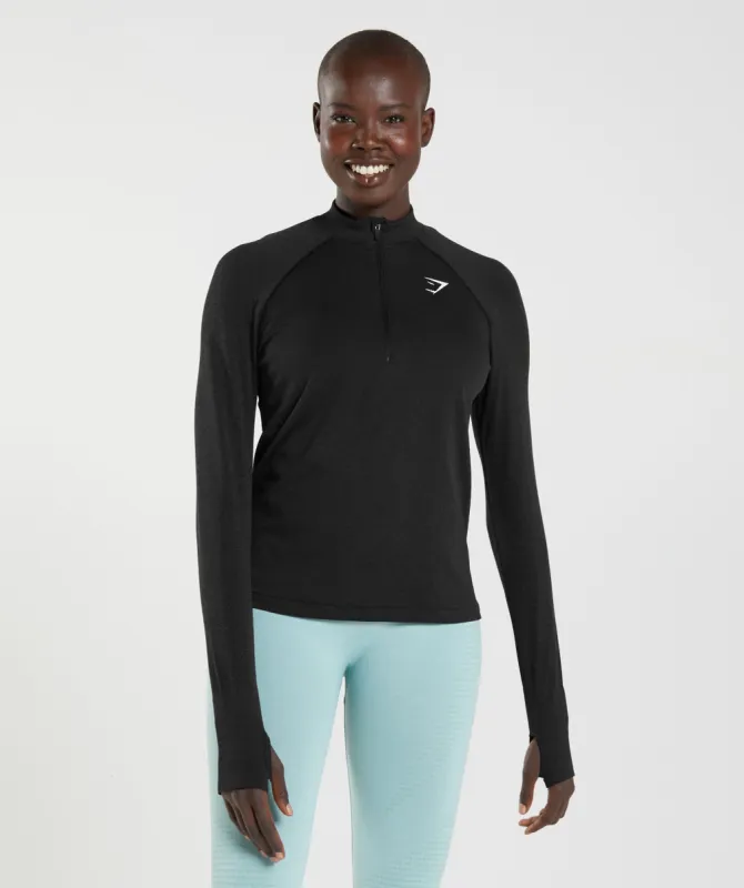 Gymshark Vital Seamless 2.0 1/2 Zip Pullover - Black Marl sold by Gymshark
