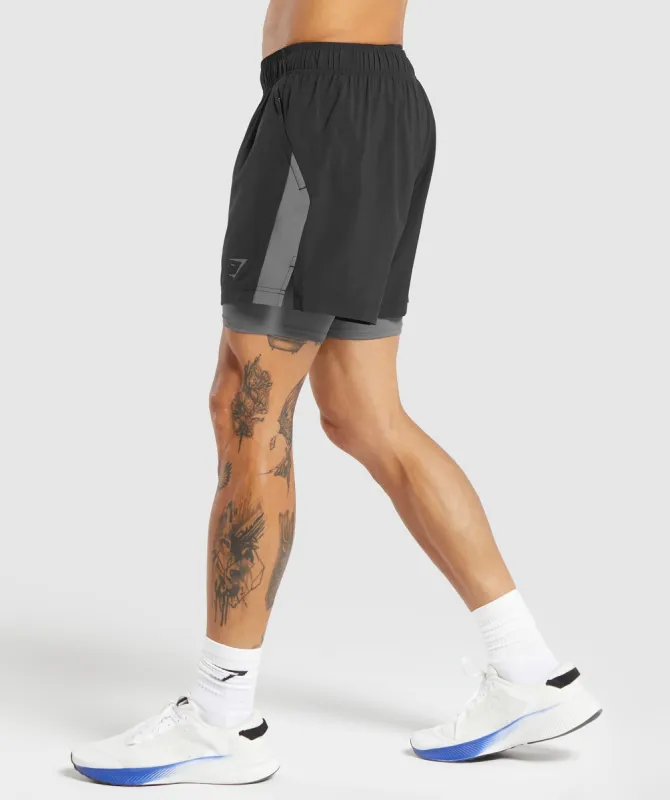 Gymshark Sport 5" 2 in 1 Shorts - Black/Dark Grey sold by Gymshark