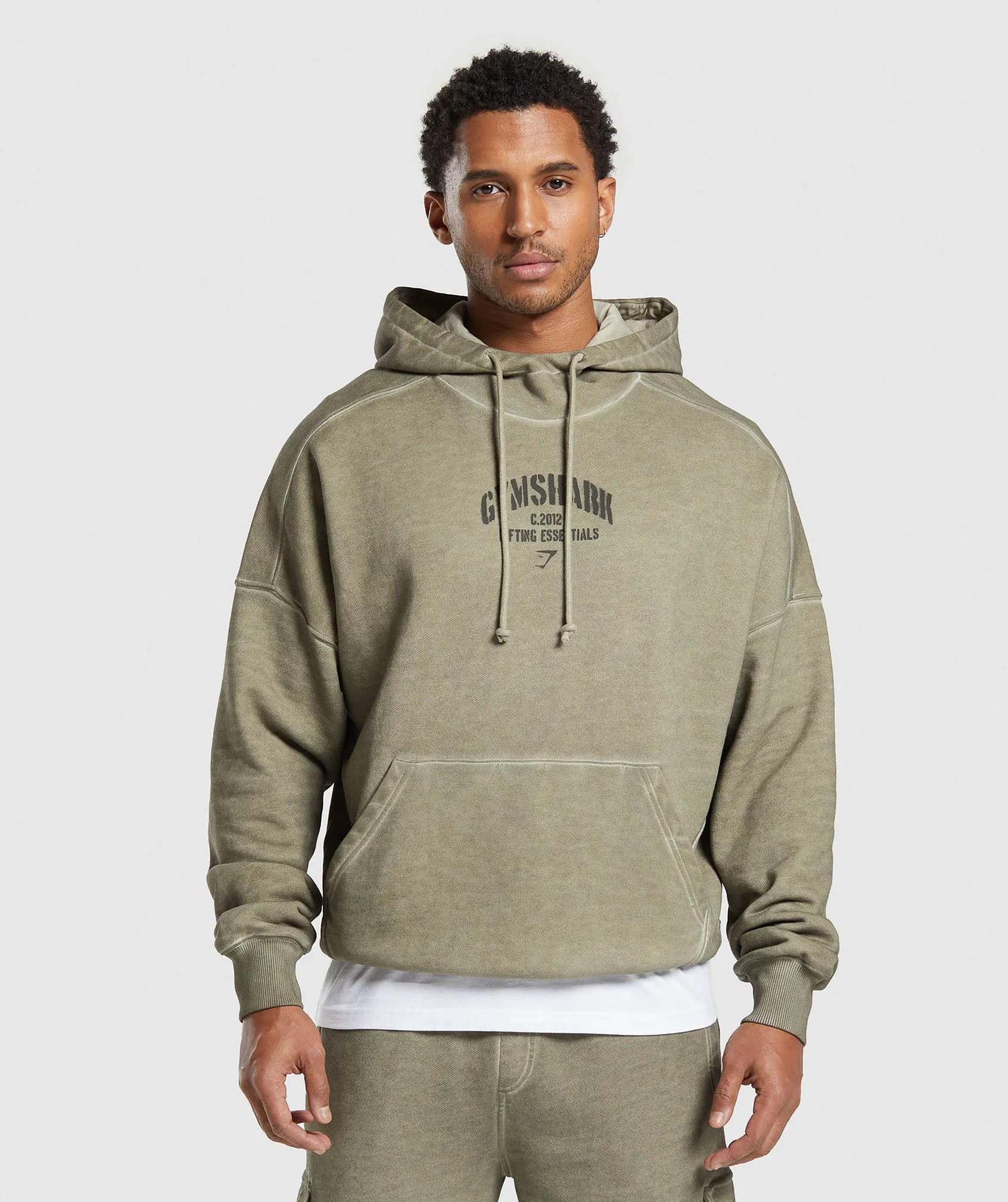 Gymshark Heavyweight Washed Hoodie - Utility Green sold by Gymshark